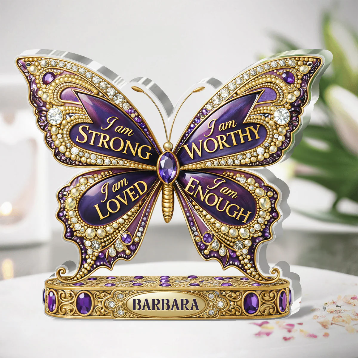 I Am Strong - Personalized Custom Shaped Acrylic Plaque - Gift For Her - Image 3