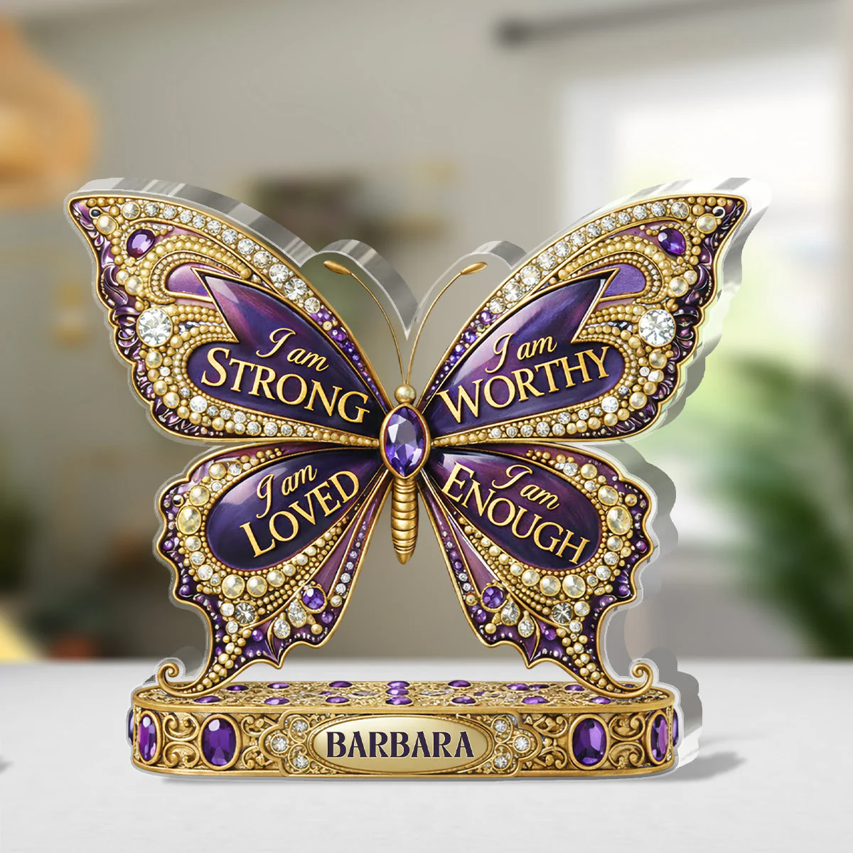 I Am Strong - Personalized Custom Shaped Acrylic Plaque - Gift For Her - Image 5