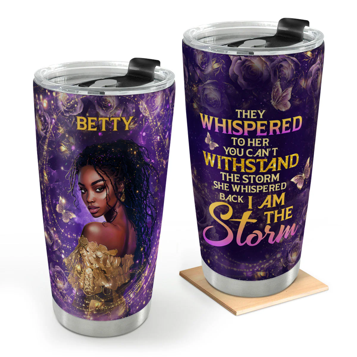 I Am The Storm - Personalized Afrocentric Stainless Steel Tumbler - Empowerment Gift For Black Women HD95