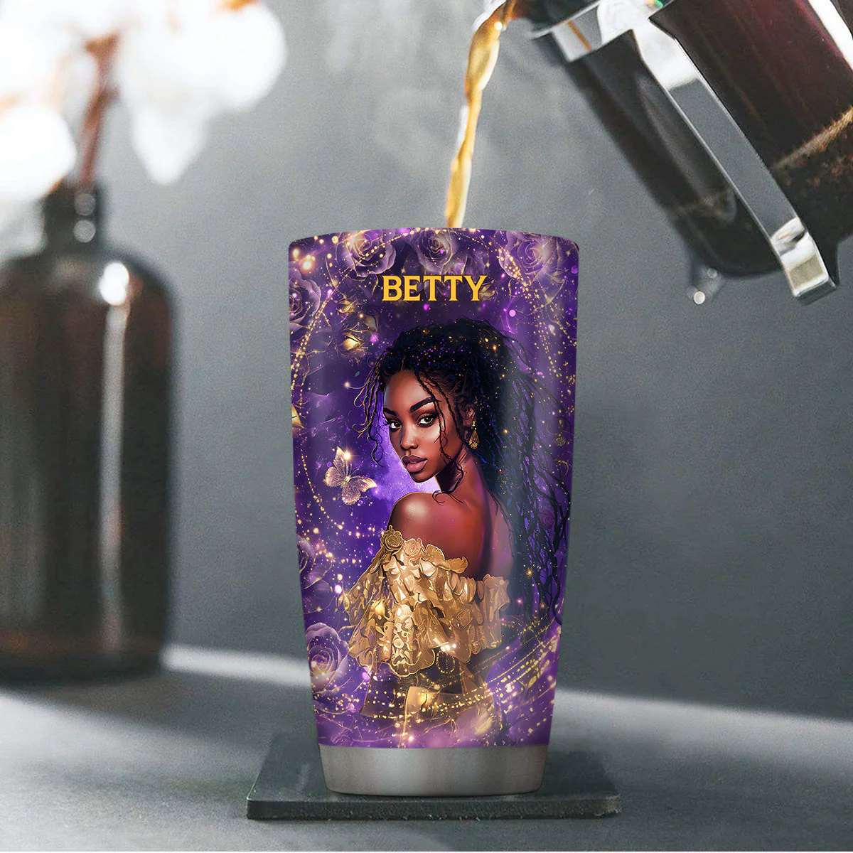 I Am The Storm - Personalized Afrocentric Stainless Steel Tumbler - Empowerment Gift For Black Women HD95 - Image 4