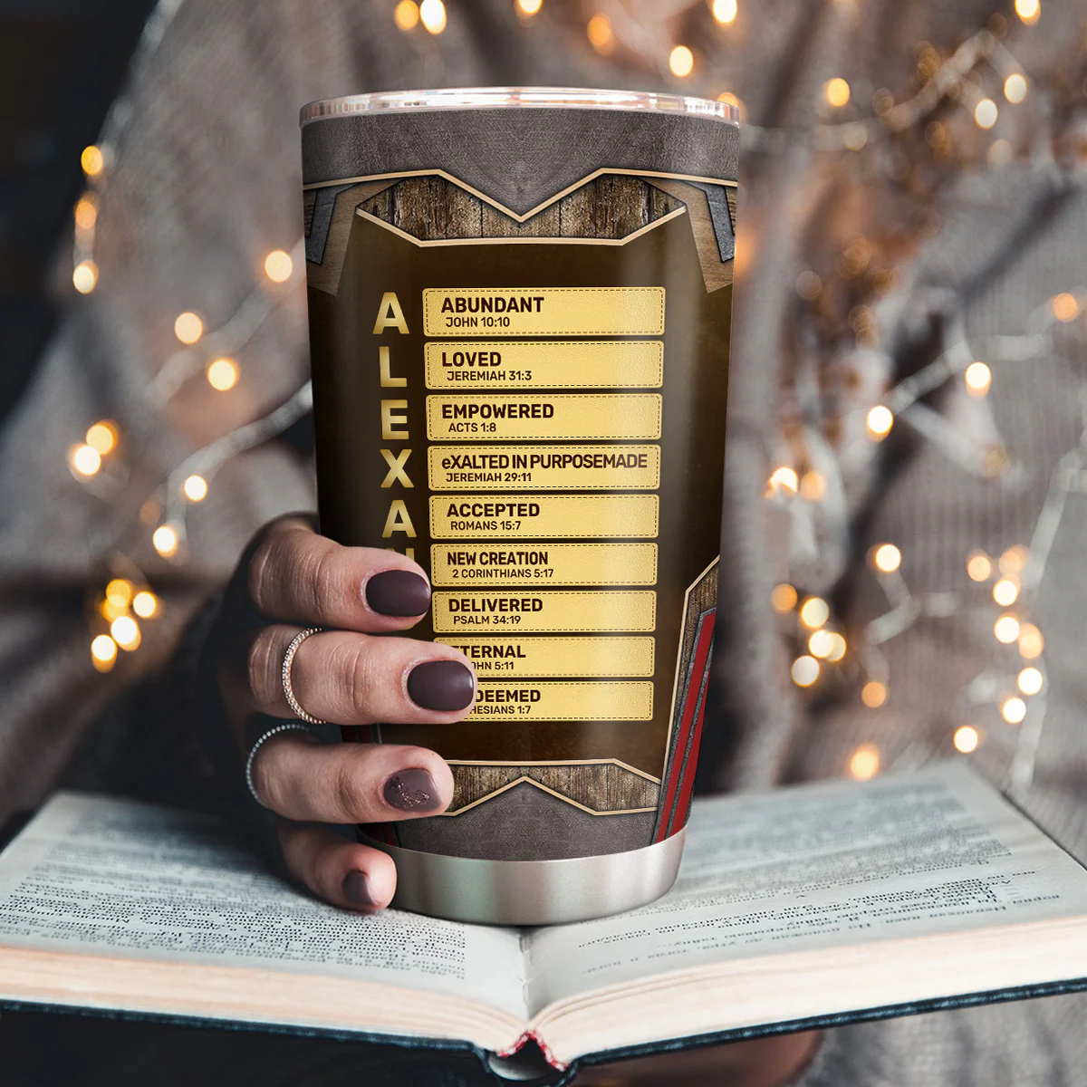 I Am Who He Says I Am - Personalized Stainless Steel Tumbler - Gift For Him | HN02 - Image 2