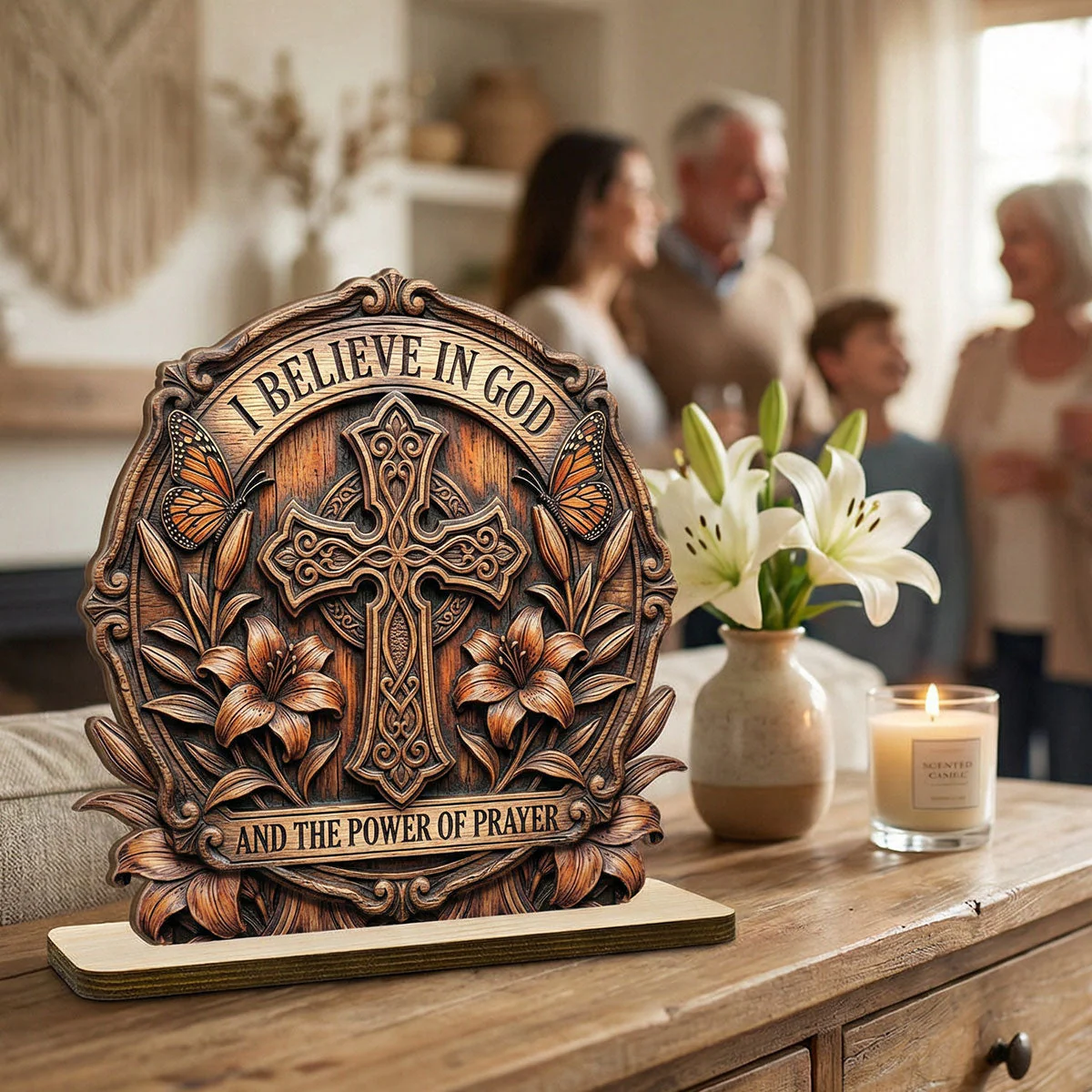 I Believe In God 2-Layer Wood Plaque - Gift For Christian - Image 7