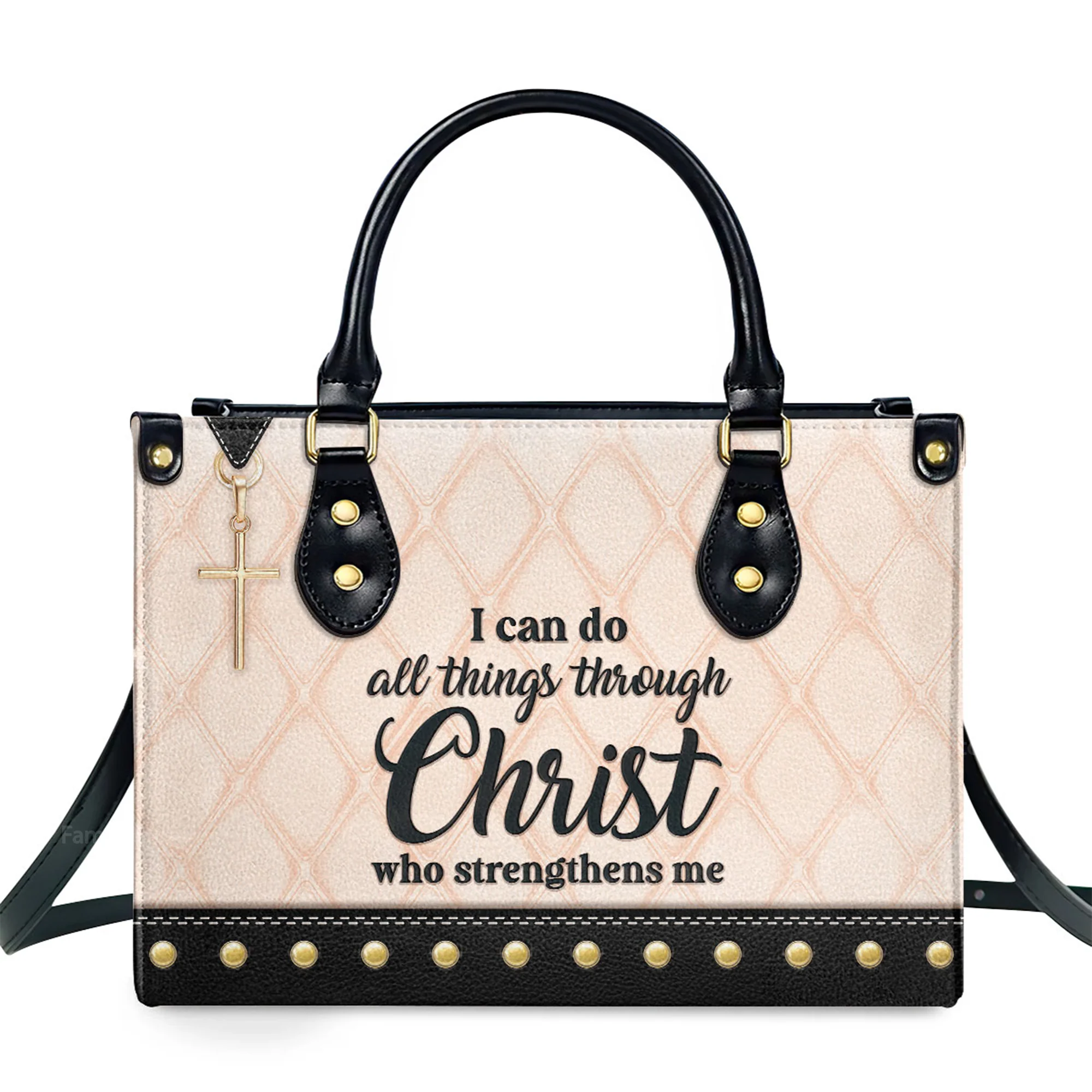 I Can Do All Things Through Christ - Beautiful Personalized Leather Handbag - AT4081342 - Image 2
