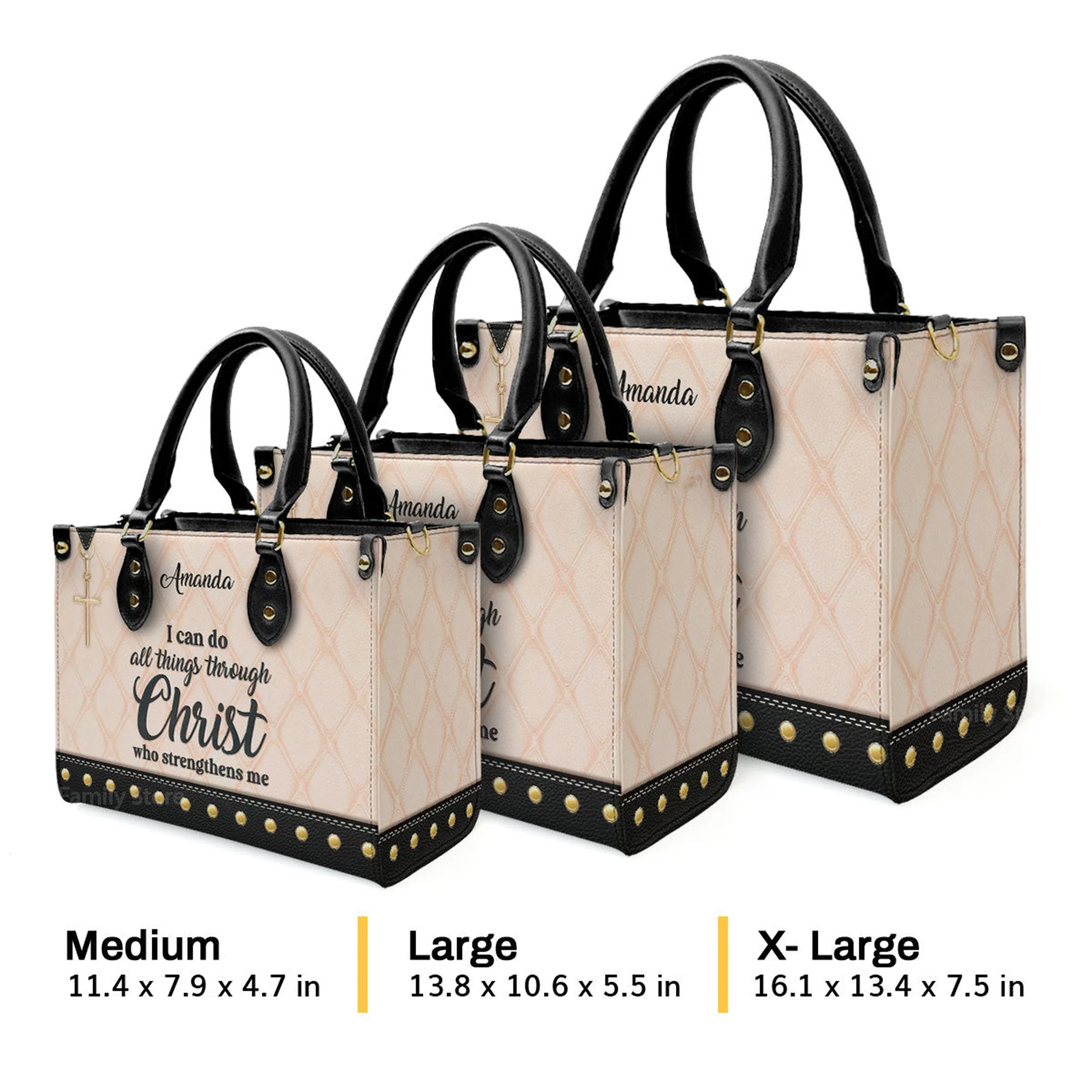 I Can Do All Things Through Christ - Beautiful Personalized Leather Handbag - AT4081342 - Image 4
