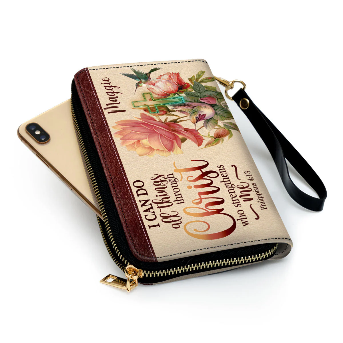 I Can Do All Things Through Christ - Personalized Leather Long Wallet -  Gifts For Christian Women TD118 - Image 4