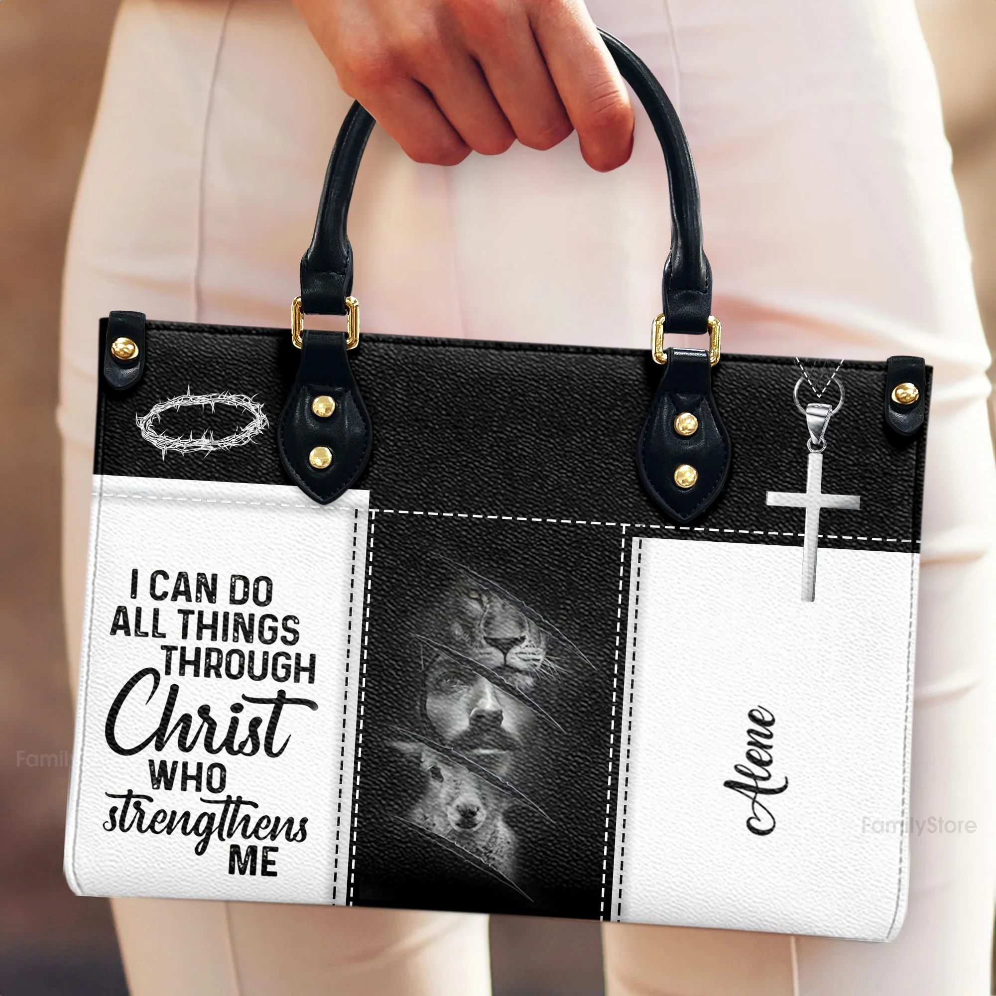 I Can Do All Things Through Christ - Thoughtful Gift For Christians - Personalized Leather Handbag With Handle - AT4080819 - Image 4