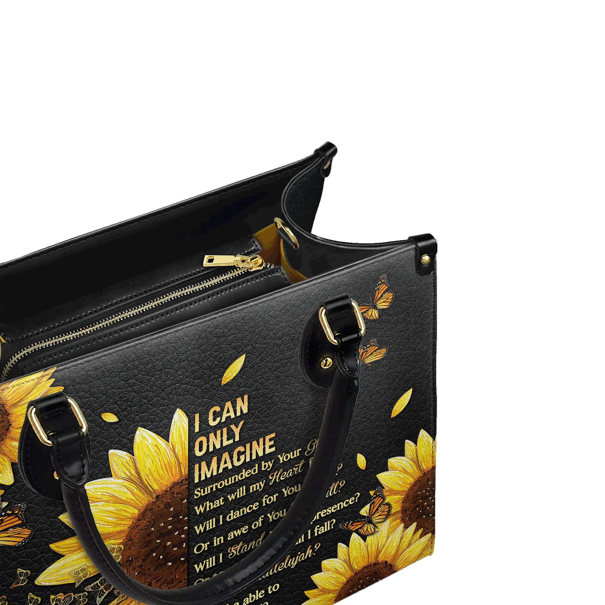I Can Only Imagine Sunflower & Scripture - Christian Leather Handbag - Image 2