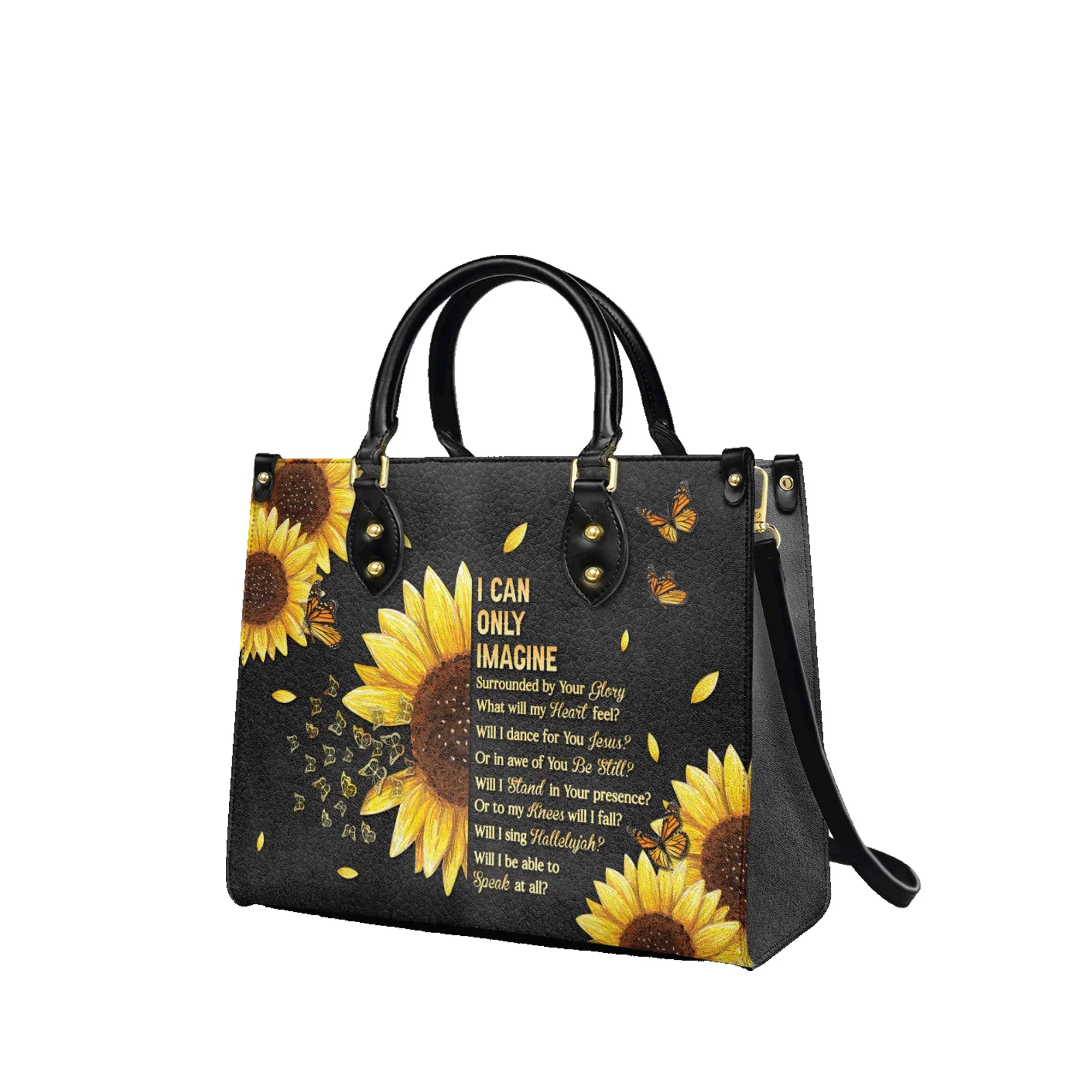 I Can Only Imagine Sunflower & Scripture - Christian Leather Handbag - Image 3