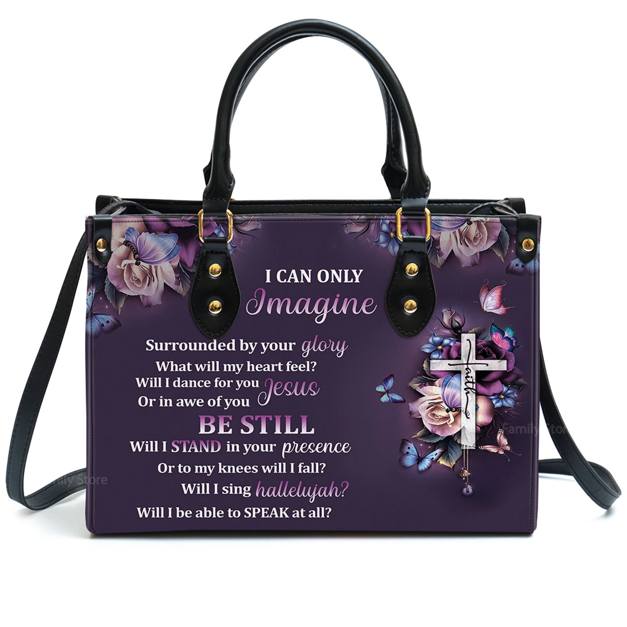 I Can Only Imagine - Thoughtful Gift For Christians - Personalized Leather Handbag With Handle - AT4080823 - Image 2