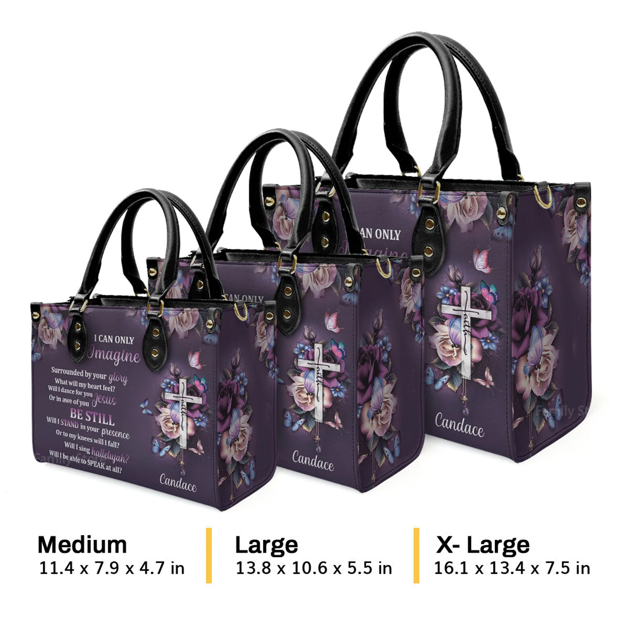 I Can Only Imagine - Thoughtful Gift For Christians - Personalized Leather Handbag With Handle - AT4080823 - Image 4