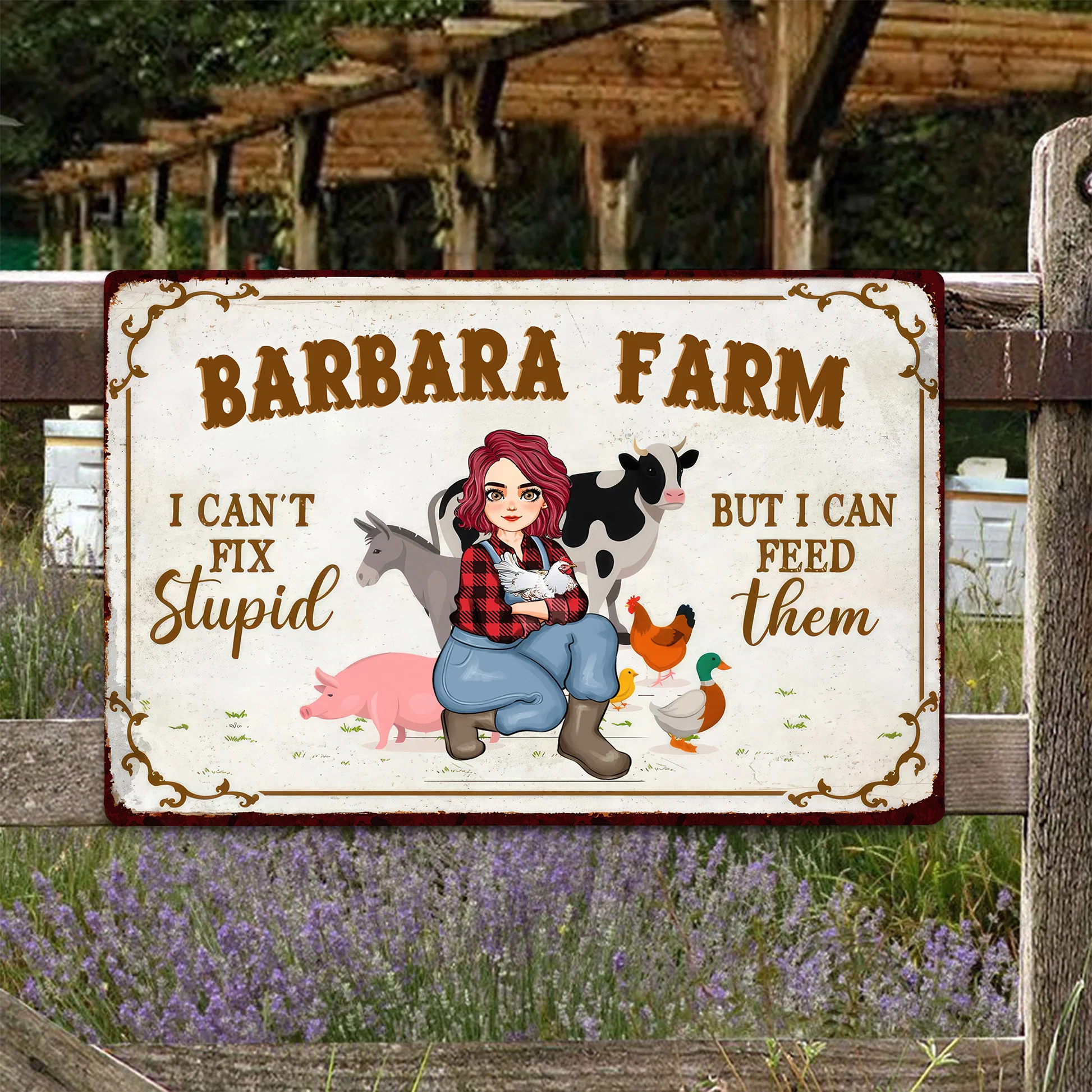 I Can't Fix Stupid But I Can Feed Them - Personalized Metal Sign - Funny Gifts For Farmer, Gifts For Farmer Animal Lover | GR17 NH96 - Image 2