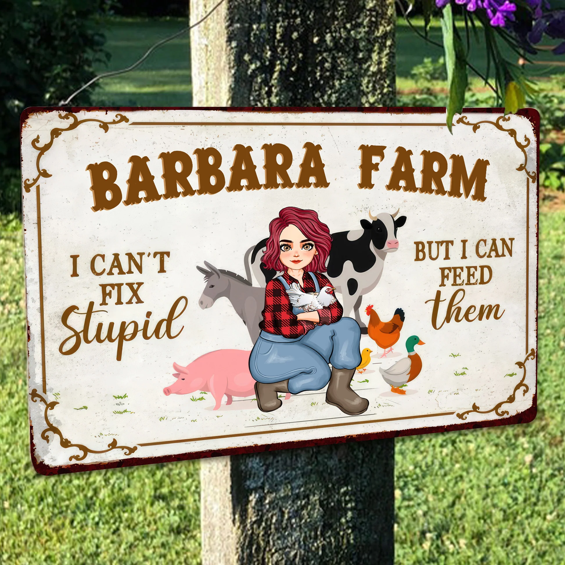 I Can't Fix Stupid But I Can Feed Them - Personalized Metal Sign - Funny Gifts For Farmer, Gifts For Farmer Animal Lover | GR17 NH96 - Image 3