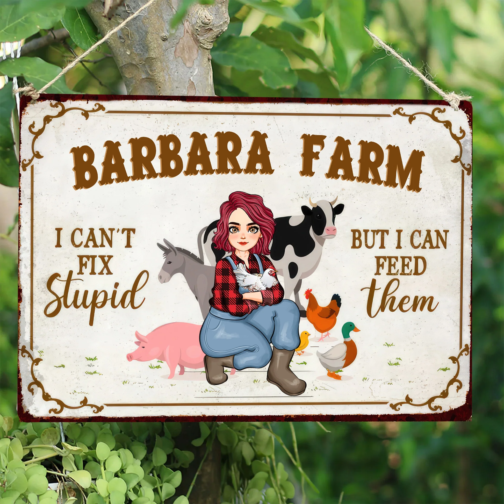 I Can't Fix Stupid But I Can Feed Them - Personalized Metal Sign - Funny Gifts For Farmer, Gifts For Farmer Animal Lover | GR17 NH96 - Image 4