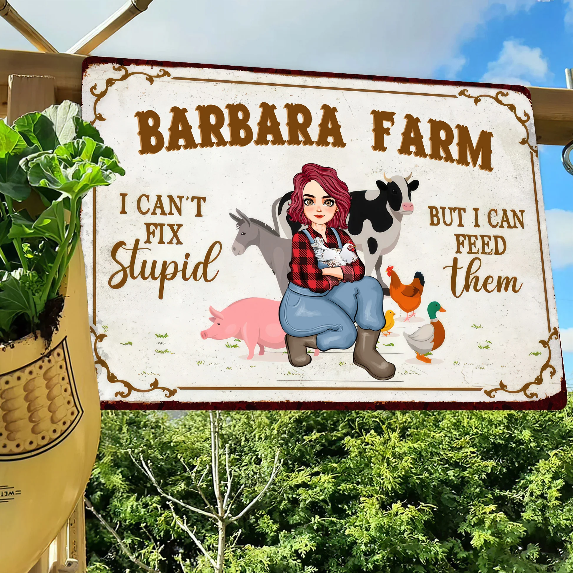 I Can't Fix Stupid But I Can Feed Them - Personalized Metal Sign - Funny Gifts For Farmer, Gifts For Farmer Animal Lover | GR17 NH96 - Image 5