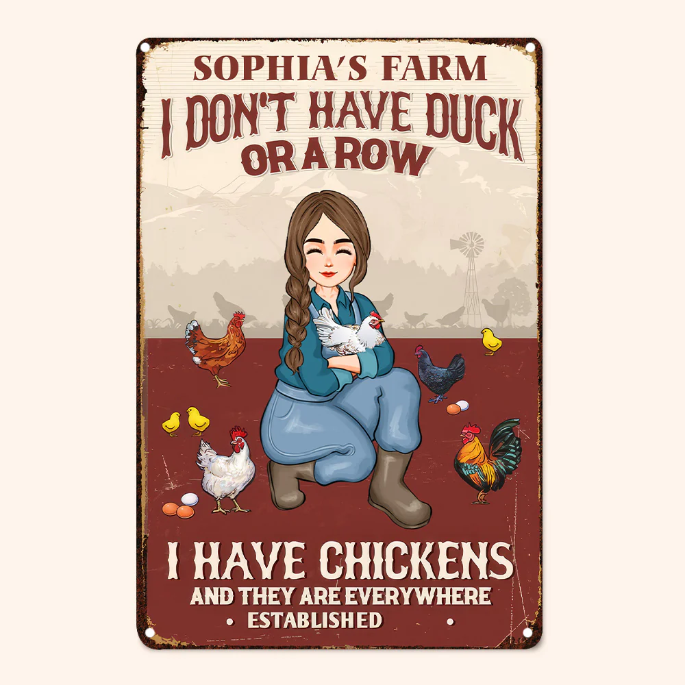 I Don't Have Duck Or A Row, I Have Chicken - Personalized Metal Sign - Funny Gifts For Farmer, Gifts For Farmer Animal Lover | GR17 NH96 - Image 2
