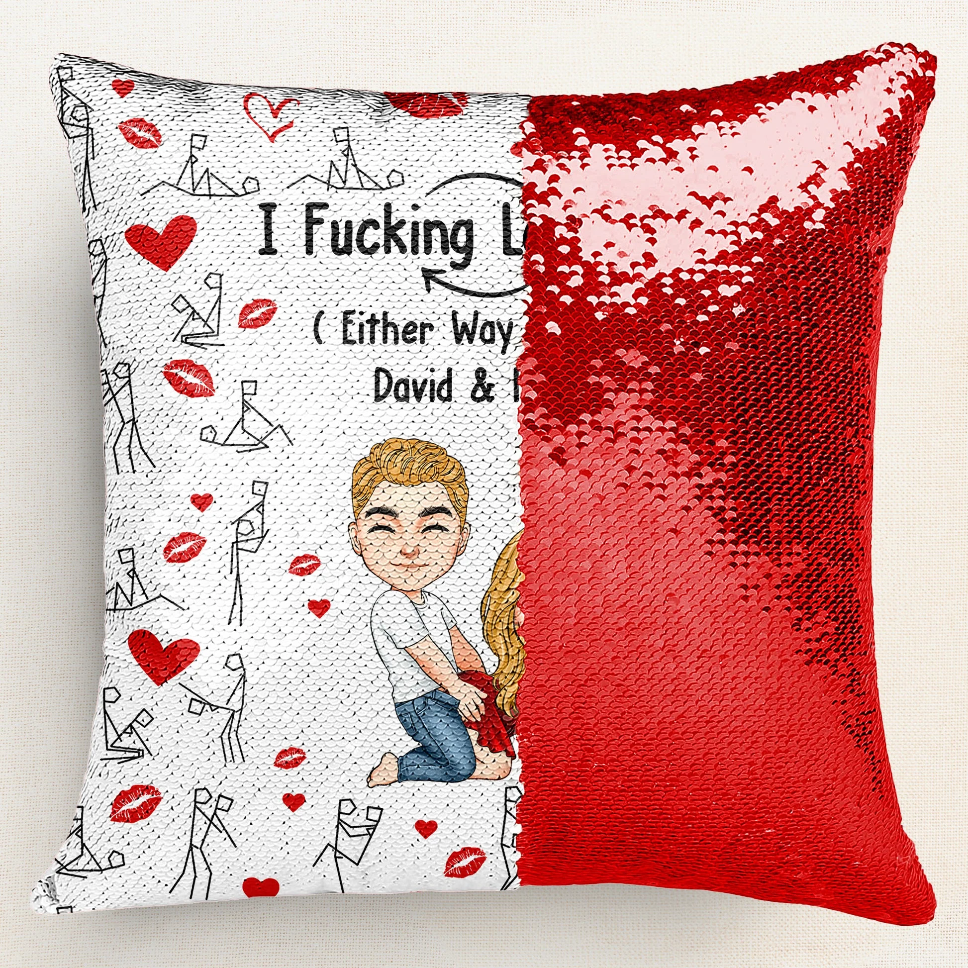I F*cking Love You Either Way Works - Personalized Sequin Pillow - Gift For Couple, Husband Wife, Anniversary Gift | GR10 NA94 - Image 2