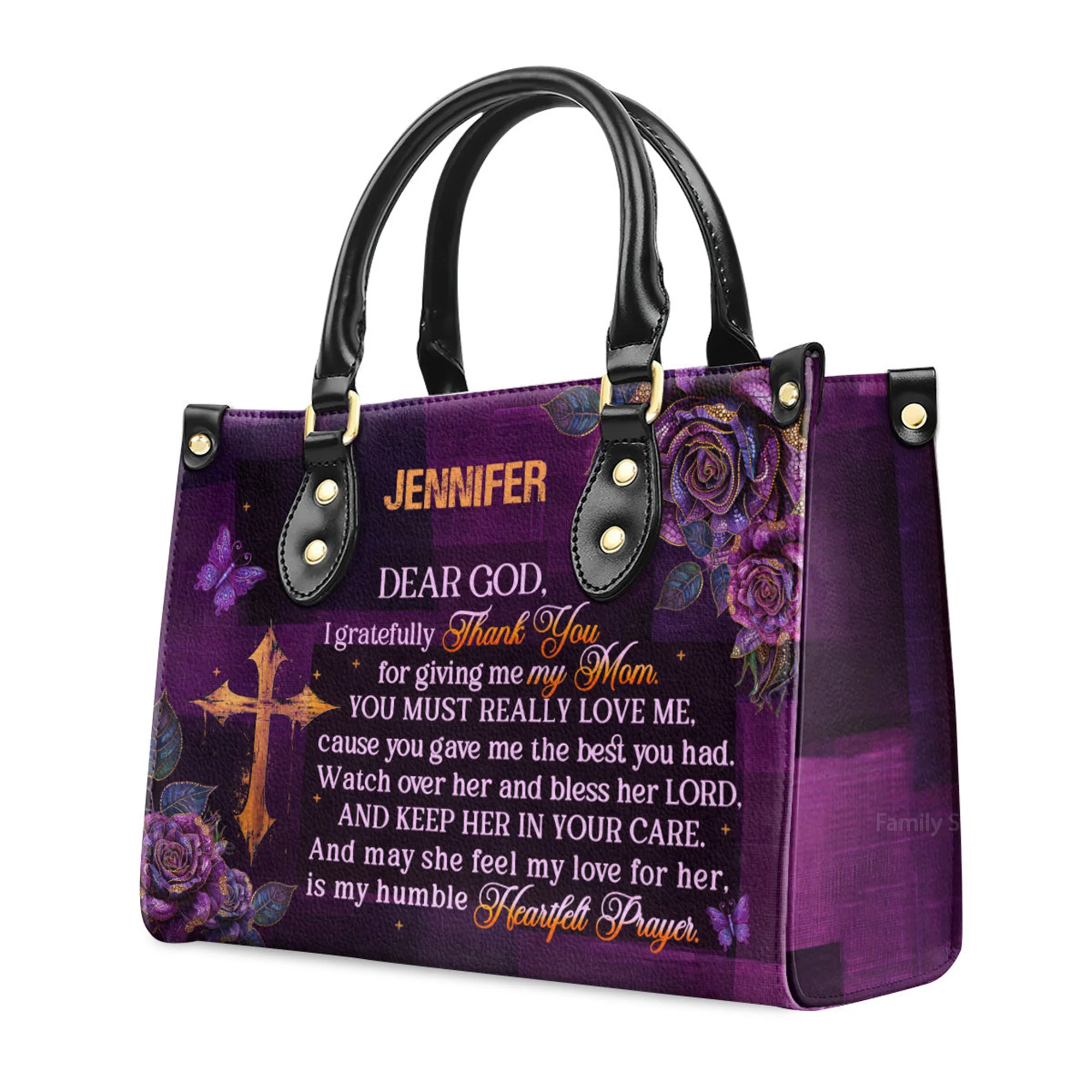 I Gratefully For Giving Me My Mom - Awesome Personalized Leather Handbag - AT4081215 - Image 3