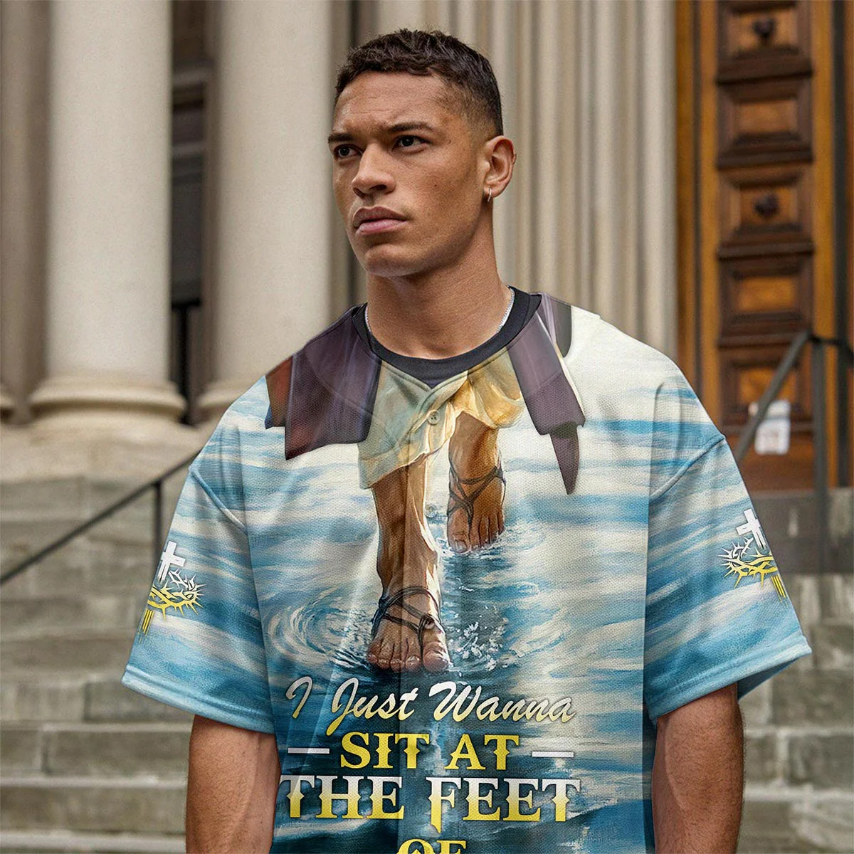 I Just Wanna Sit At The Feet Of Jesus Baseball Jersey Bundle - Image 7