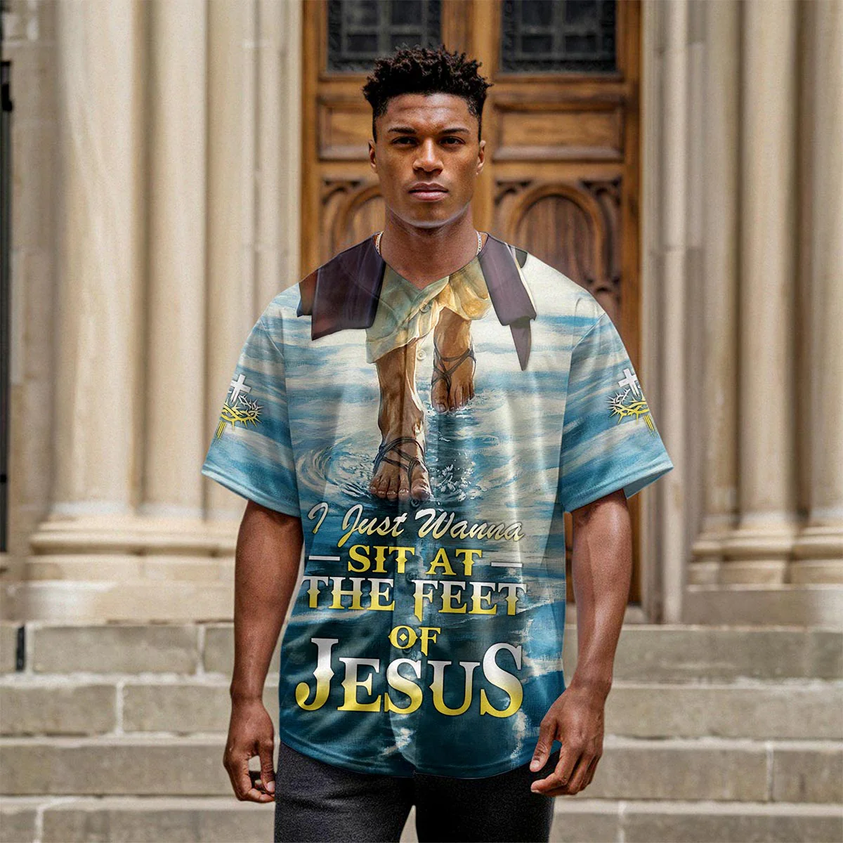 I Just Wanna Sit At The Feet Of Jesus Baseball Jersey Bundle - Image 9