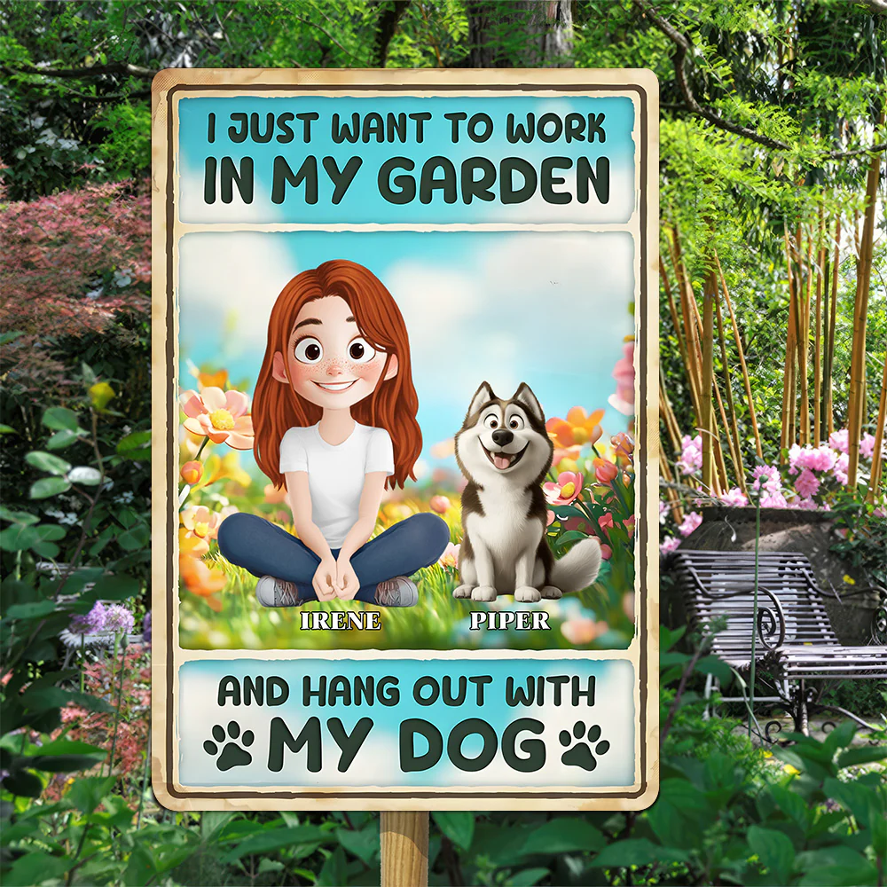 I Just Want To Hang Out With My Cartoon Dogs - Personalized Metal Sign - Gift For Dog Lovers | CLP15 NA94