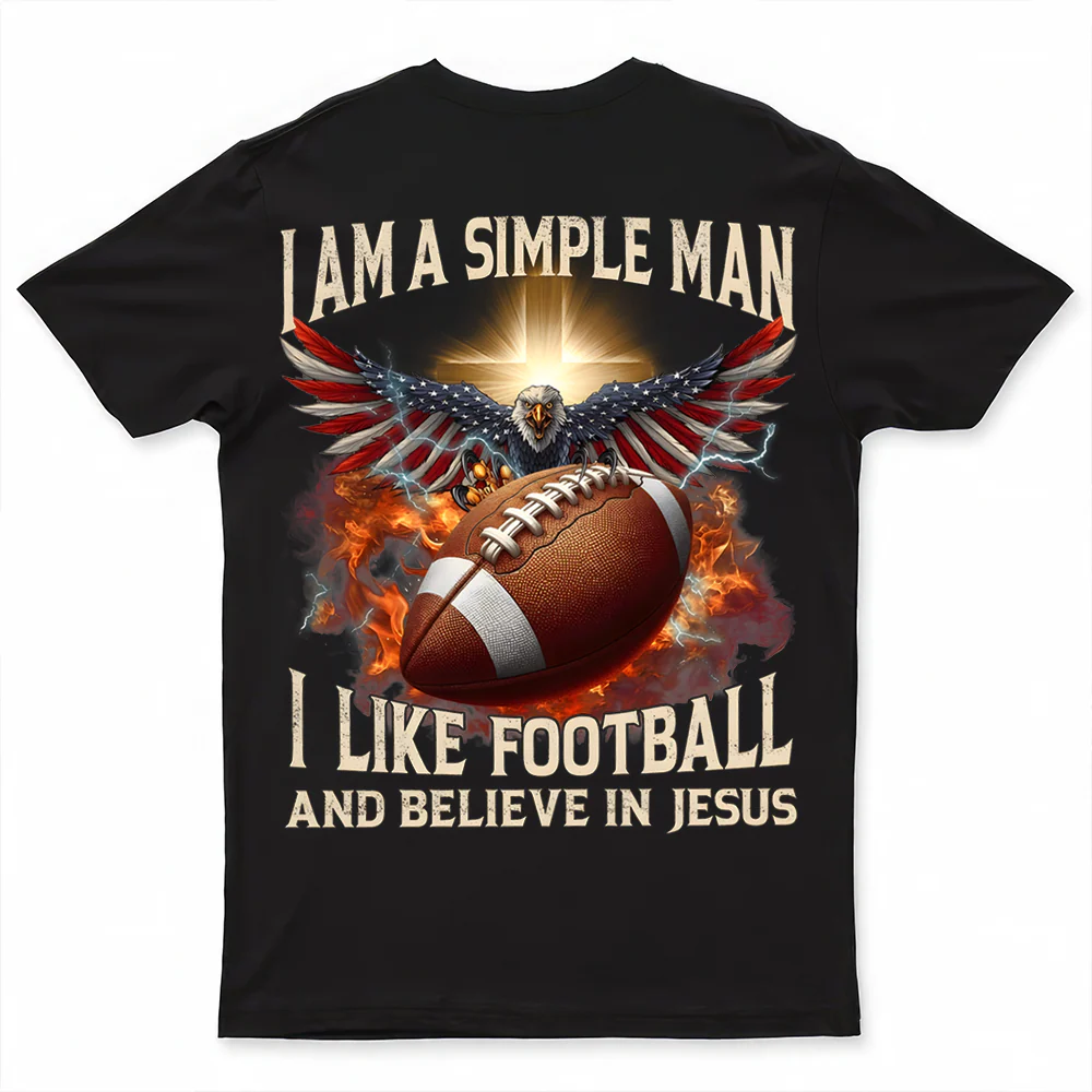 I Like Football Believe In Jesus Eagle - Personalized Shirt - Patriotic Gift For Him - Image 4