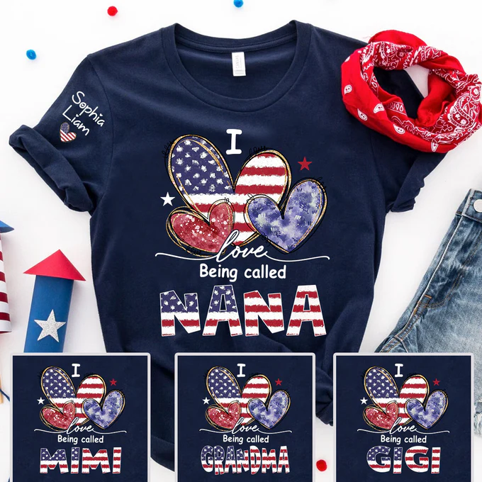 I Love Being Called Nana - Personalized Shirt - Patriotic Gift For Mom, Grandma - Image 2