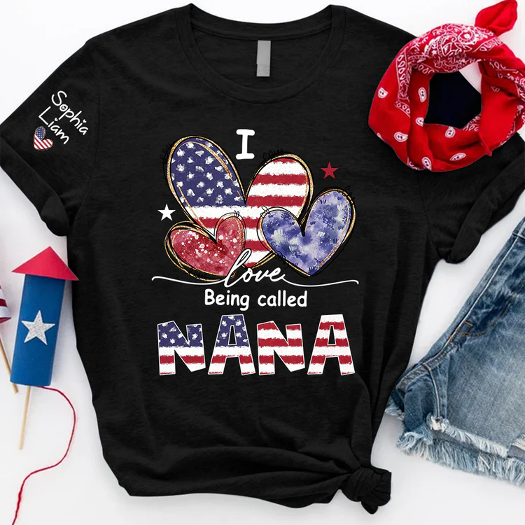 I Love Being Called Nana - Personalized Shirt - Patriotic Gift For Mom, Grandma - Image 3