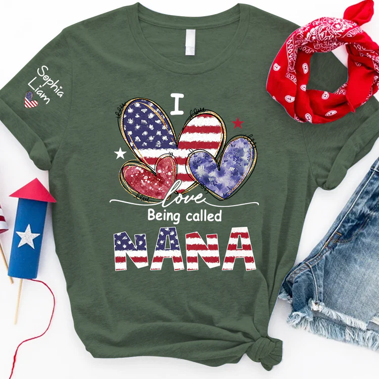 I Love Being Called Nana - Personalized Shirt - Patriotic Gift For Mom, Grandma - Image 4
