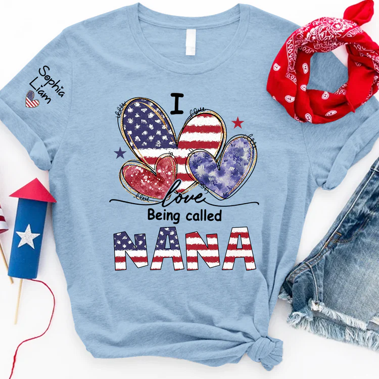 I Love Being Called Nana - Personalized Shirt - Patriotic Gift For Mom, Grandma - Image 5