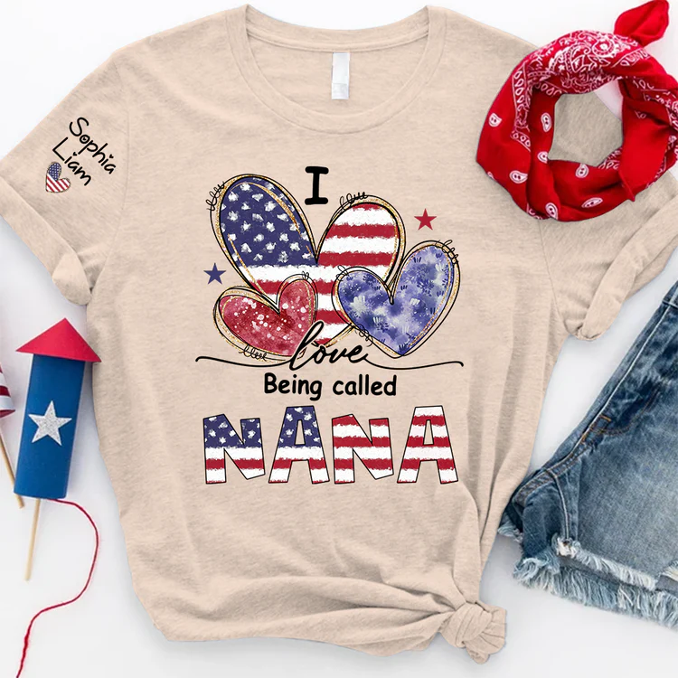 I Love Being Called Nana - Personalized Shirt - Patriotic Gift For Mom, Grandma - Image 8