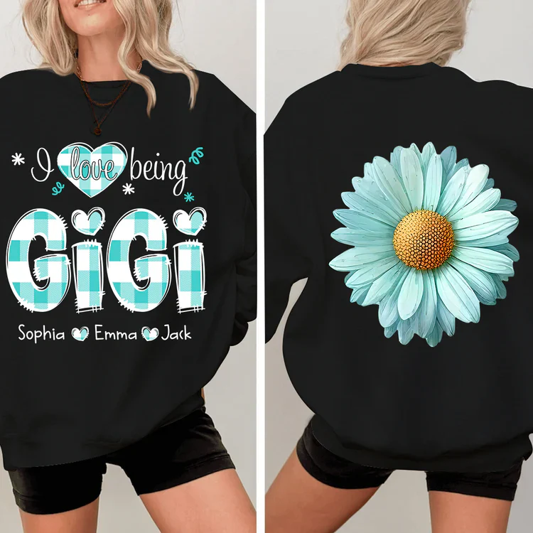 I love being Gigi Flower Daisy - Personalized Sweatshirt With Design On Sleeve - Gift For Grandma, Mom, Wife - NH96 - Image 4