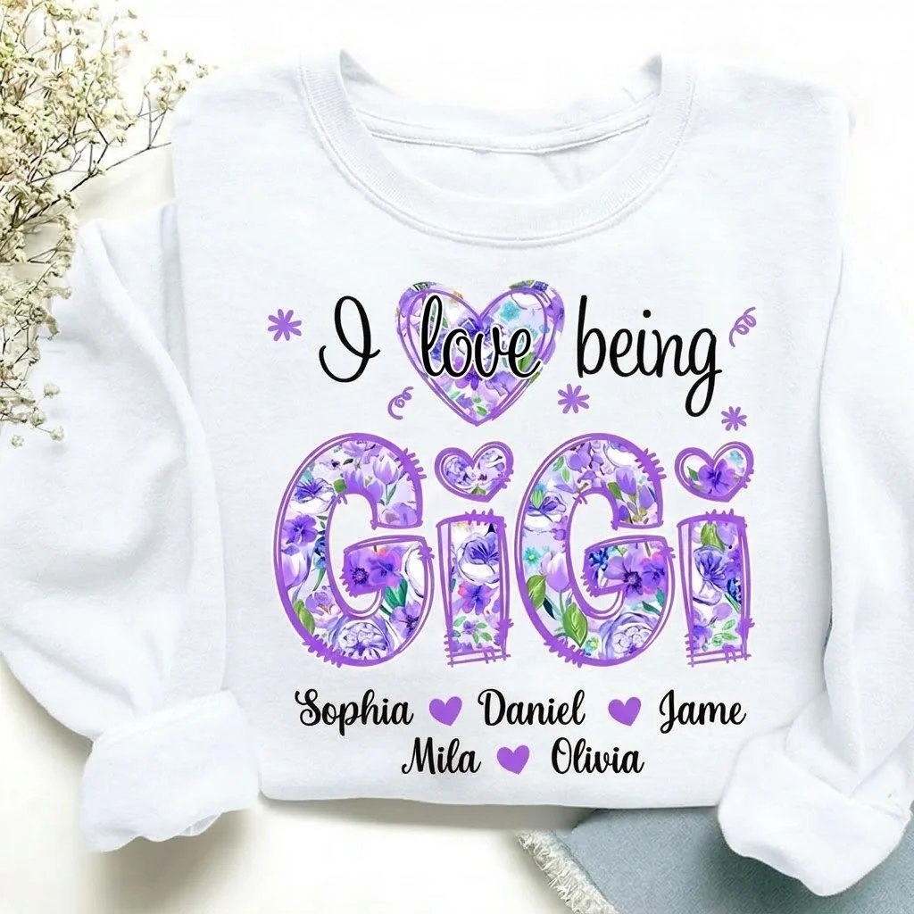 I Love Being Gigi - Personalized Sweatshirt - Gift For Mom, Grandma | HN02 - Image 3