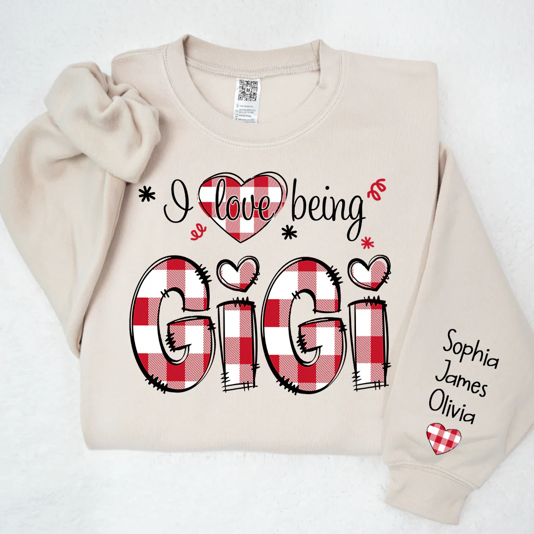 I Love Being Gigi - Personalized Sweatshirt With Design On Sleeve - Gift For Grandma, Mom | HN02 - Image 4