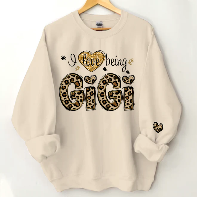 I Love Being Grandma Leopard - Personalized Sweatshirt With Design On Sleeve - Gift For Grandma, Mom, Wife - NH96 - Image 7