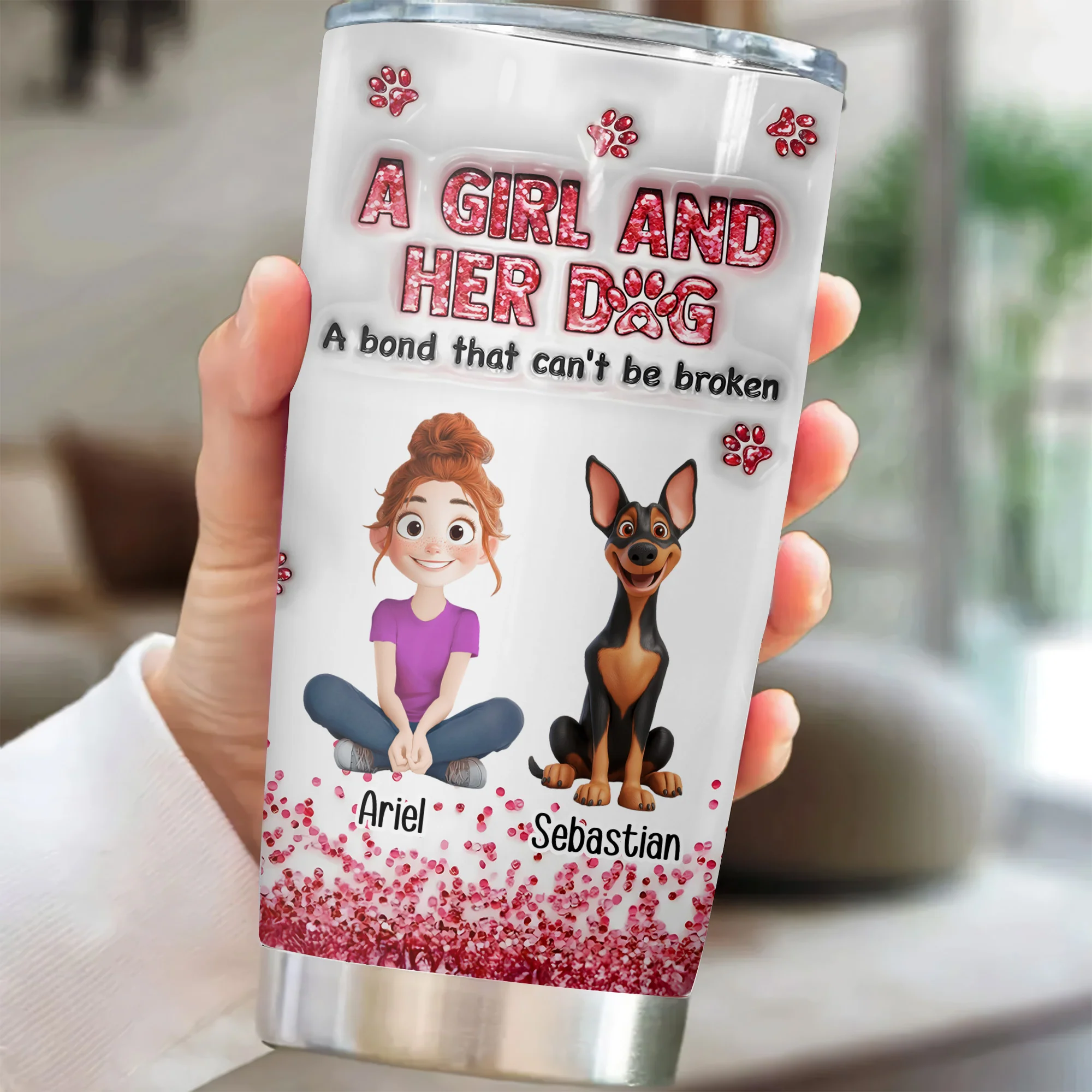 I Love My Dog Forever 3D Inflated Effect Cartoon Dog - Personalized Tumbler Cup - Gift for Pet Owners, Pet Lovers, Dog Mom | CLP15 NH96 - Image 2