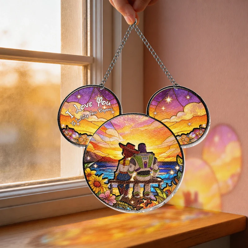 I Love You To Infinity And Beyond - Personalized Window Hanging Suncatcher Ornament - Gift For Couple - DSNY - Image 3