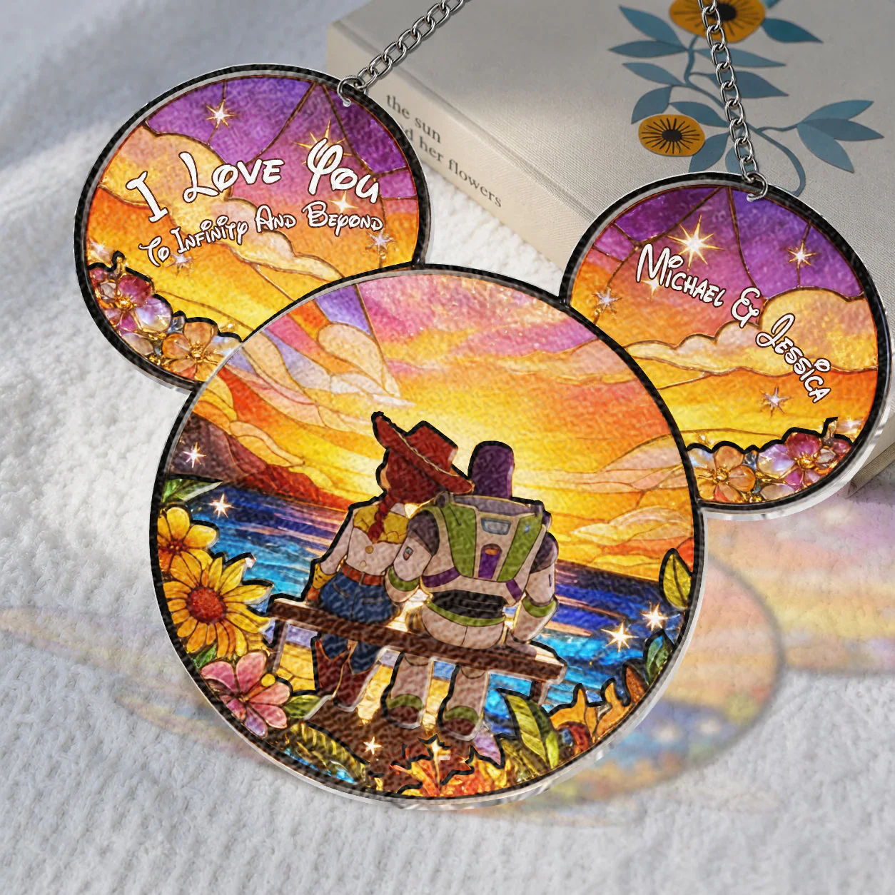 I Love You To Infinity And Beyond - Personalized Window Hanging Suncatcher Ornament - Gift For Couple - DSNY - Image 4