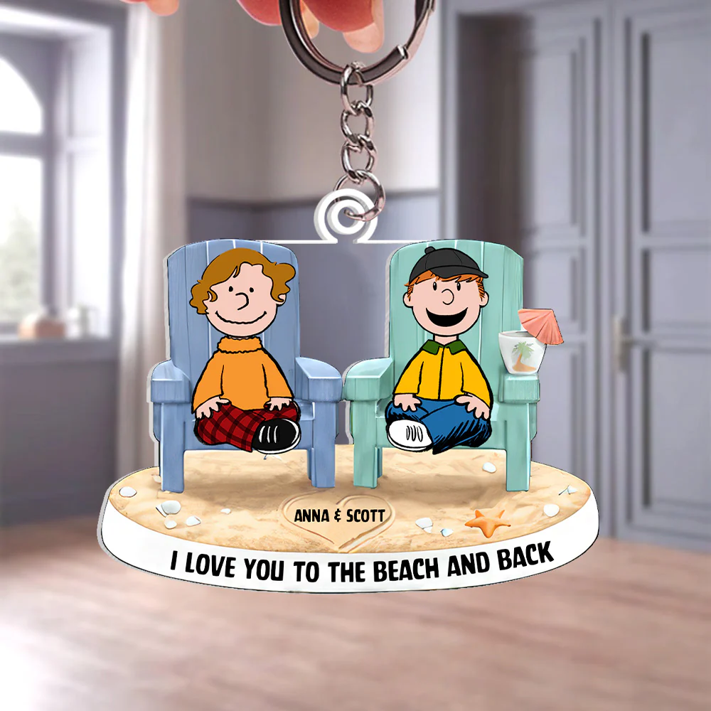 I Love You To The Beach And Back Peanut - Personalized Keychain - Gift For Couple, Husband Wife | GR11 NH96