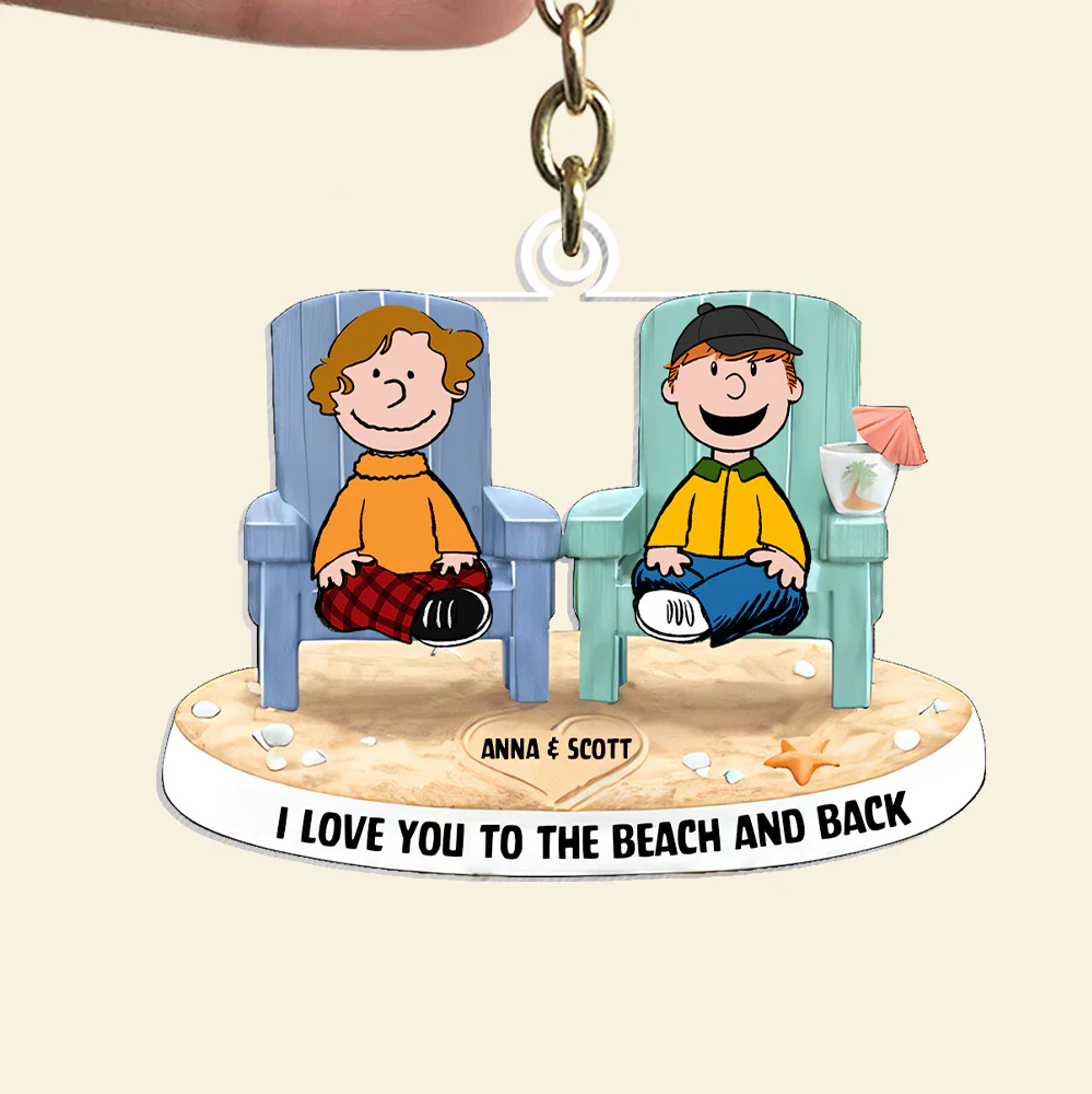 I Love You To The Beach And Back Peanut - Personalized Keychain - Gift For Couple, Husband Wife | GR11 NH96 - Image 2
