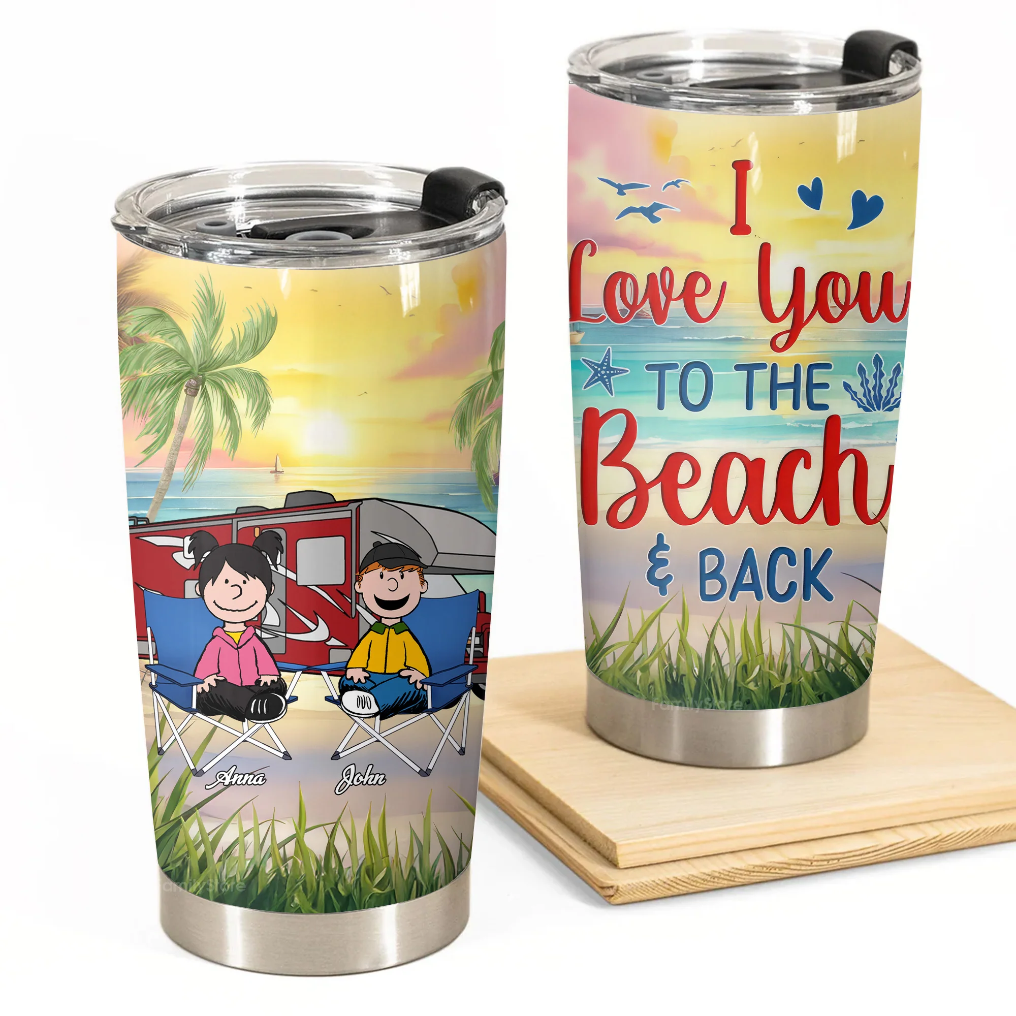 I Love You To The Beach And Back Peanut - Personalized Tumbler - Gift For Camping Couple, Husband Wife | GR11 NH96