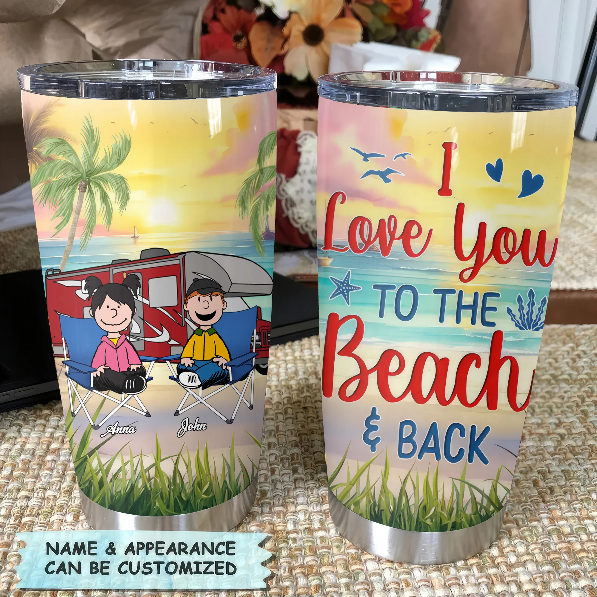 I Love You To The Beach And Back Peanut - Personalized Tumbler - Gift For Camping Couple, Husband Wife | GR11 NH96 - Image 2