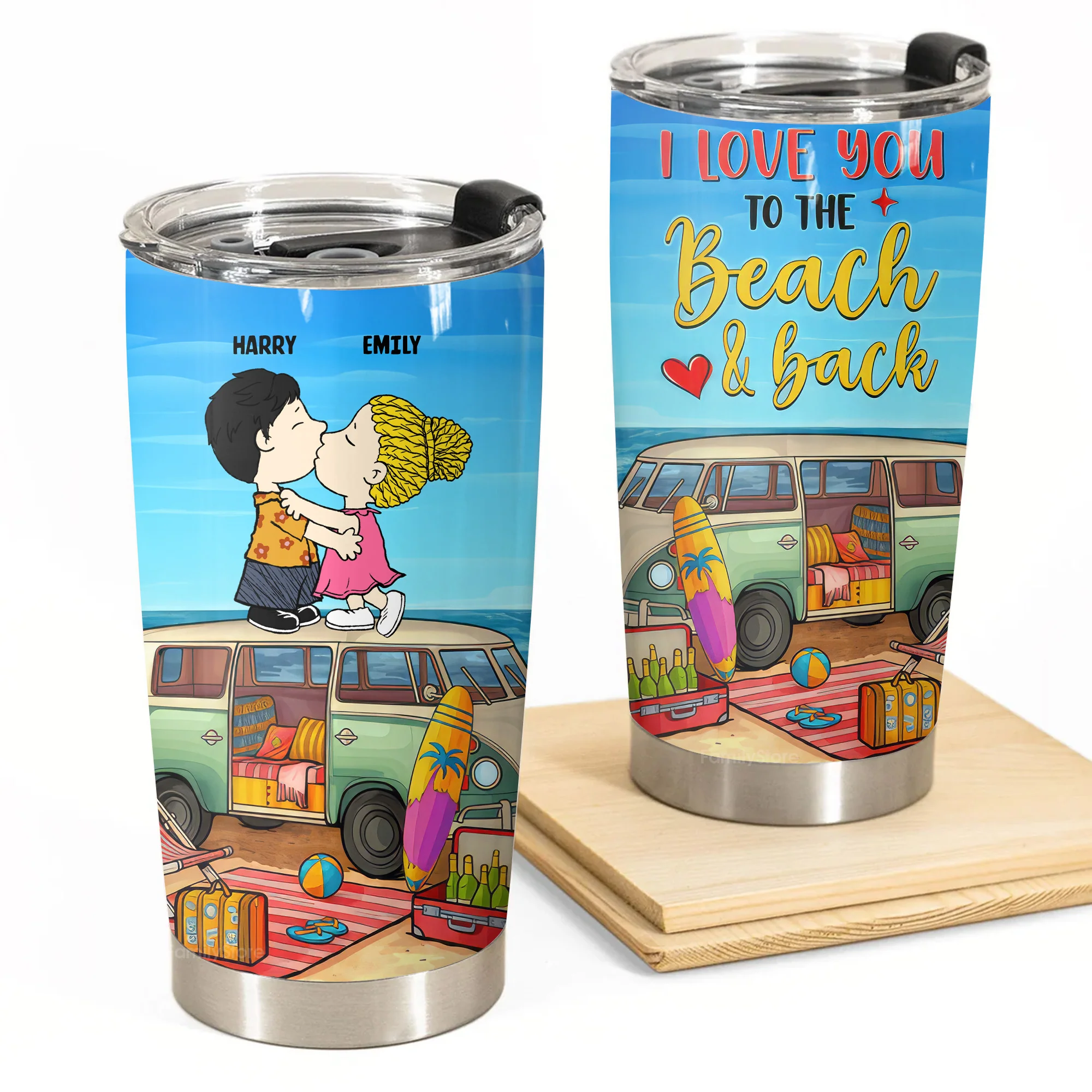 I Love You To The Beach And Back - Personalized Tumbler - Gift For Couple, Husband Wife | GR9 NH96