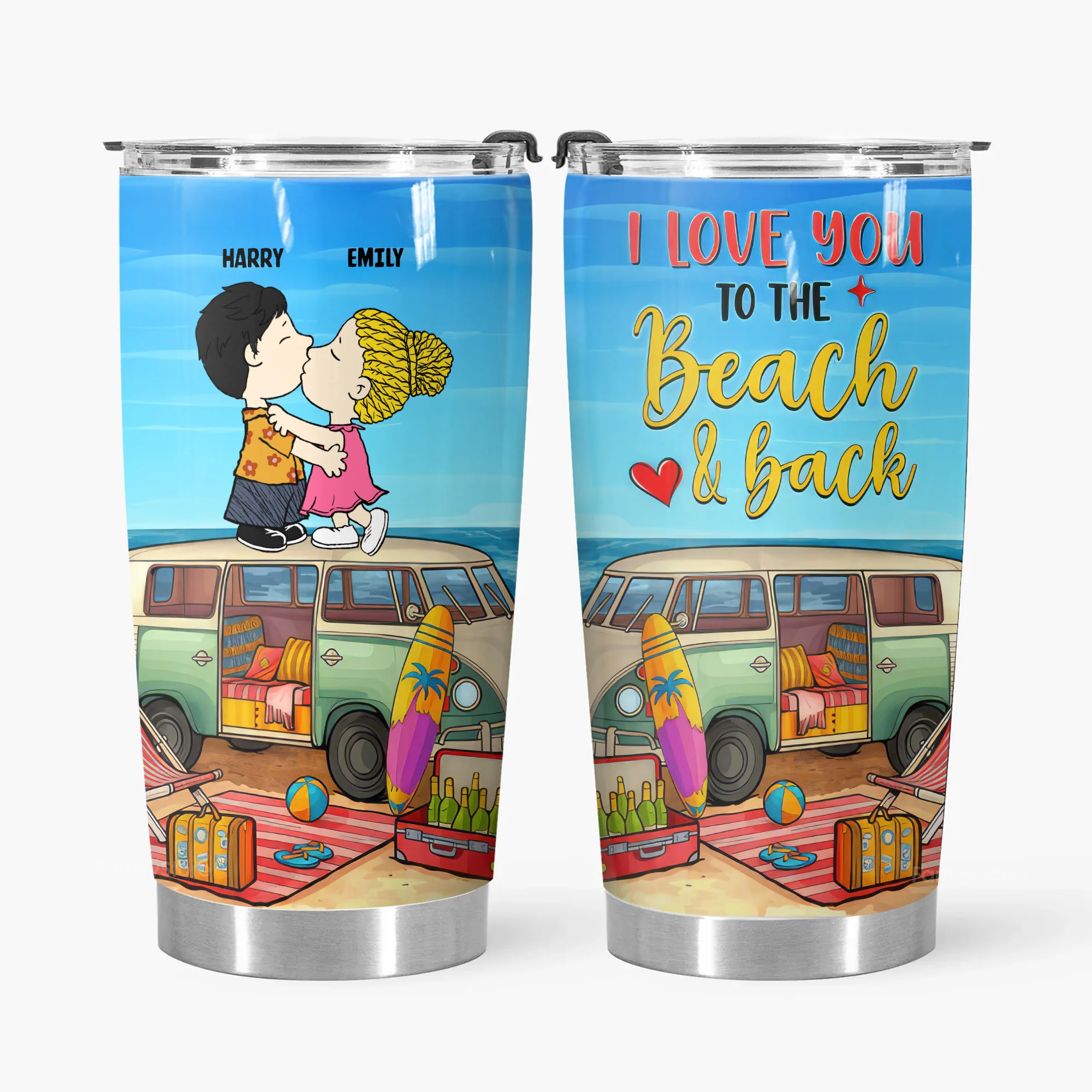 I Love You To The Beach And Back - Personalized Tumbler - Gift For Couple, Husband Wife | GR9 NH96 - Image 3