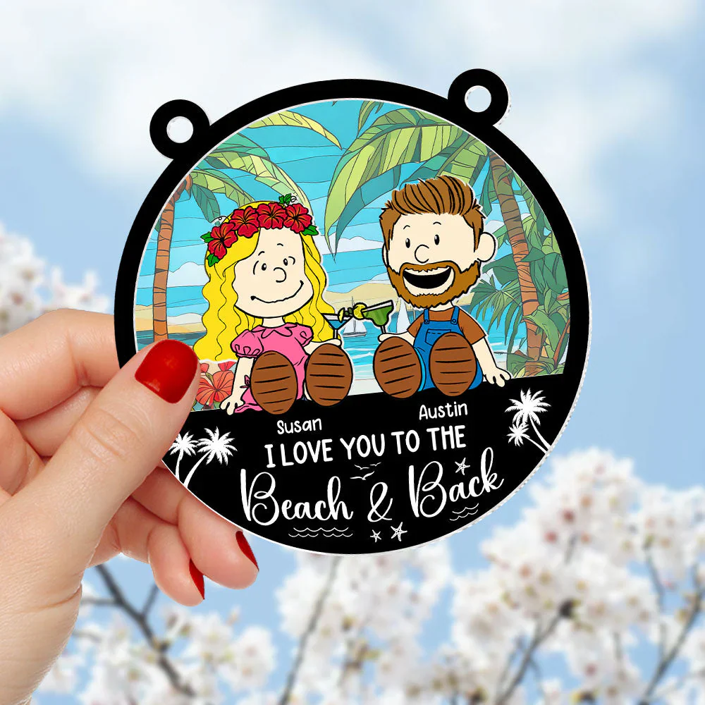 I Love You to the Beach & Back - Personalized Window Hanging Suncatcher Ornament - Gift For Couple, Husband Wife, Anniversary | GR15 - Image 3