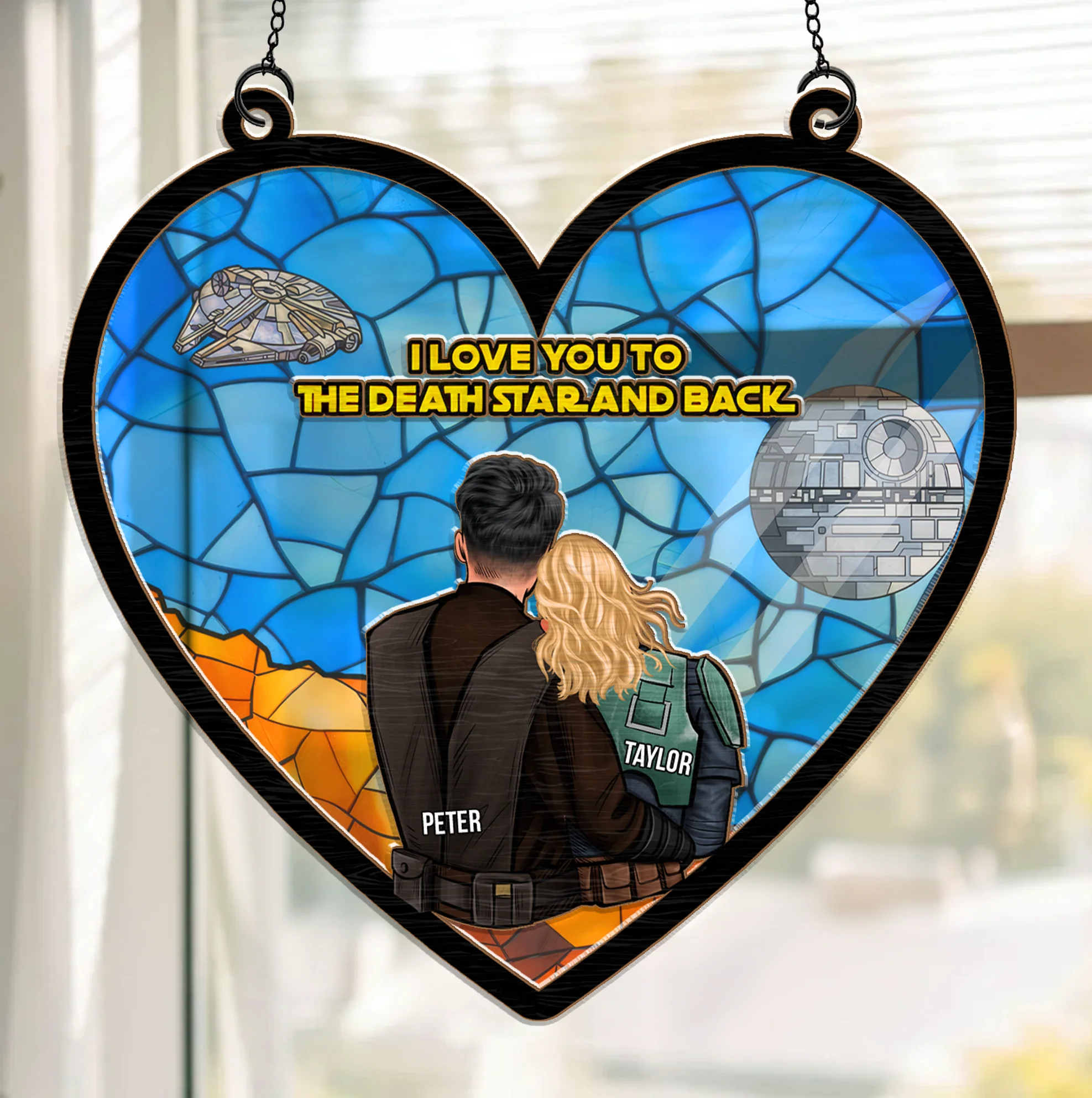 Stwa I Love You To The Death Star And Back - Gift For Couple - Window Hanging Suncatcher Ornament - CL19 NH96