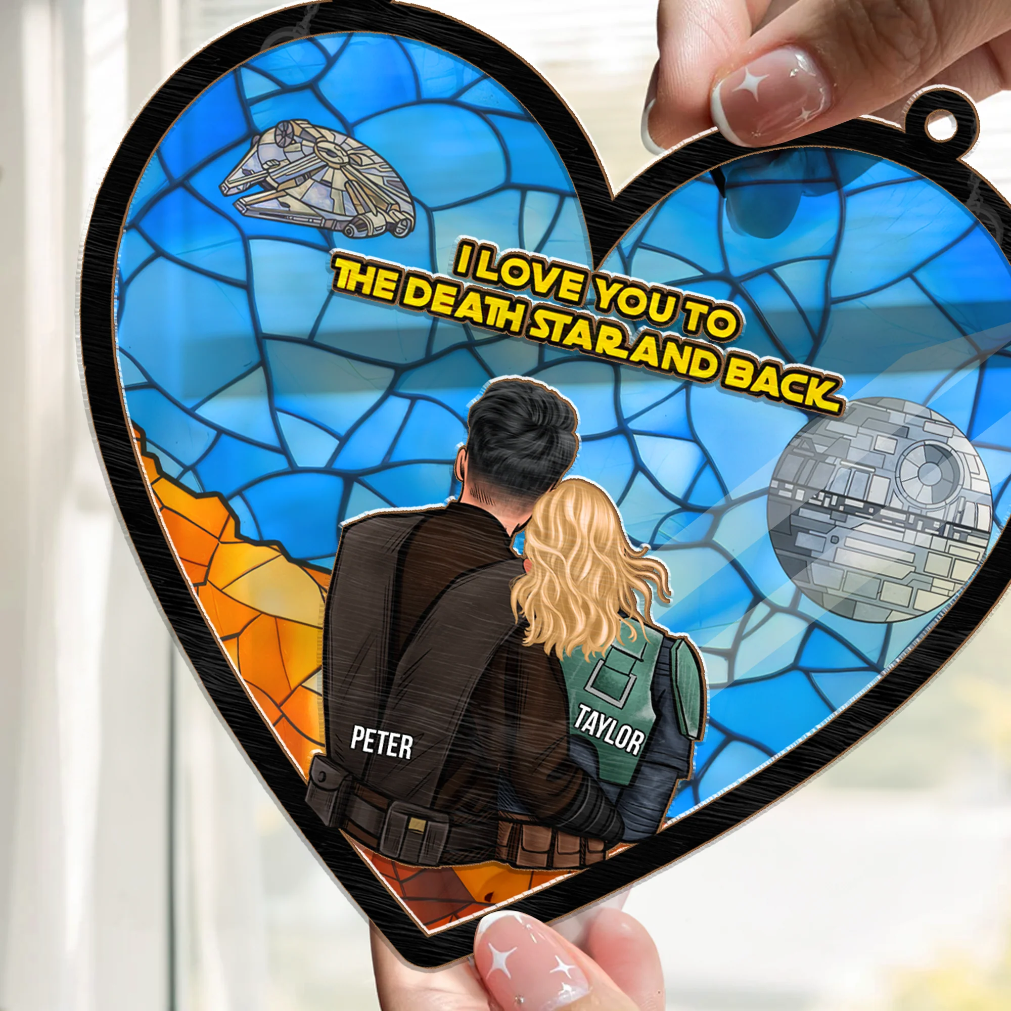 Stwa I Love You To The Death Star And Back - Gift For Couple - Window Hanging Suncatcher Ornament - CL19 NH96 - Image 2