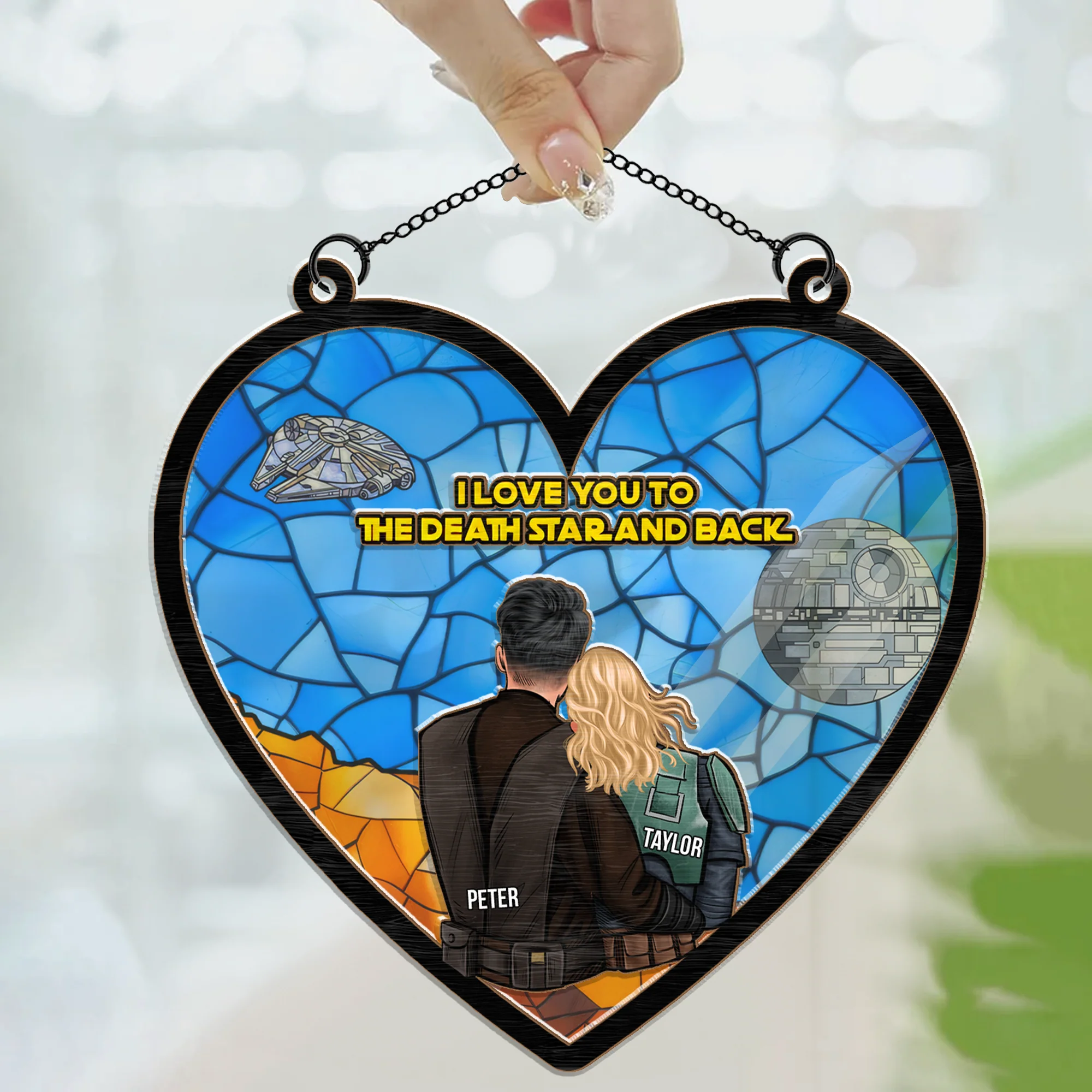 Stwa I Love You To The Death Star And Back - Gift For Couple - Window Hanging Suncatcher Ornament - CL19 NH96 - Image 3