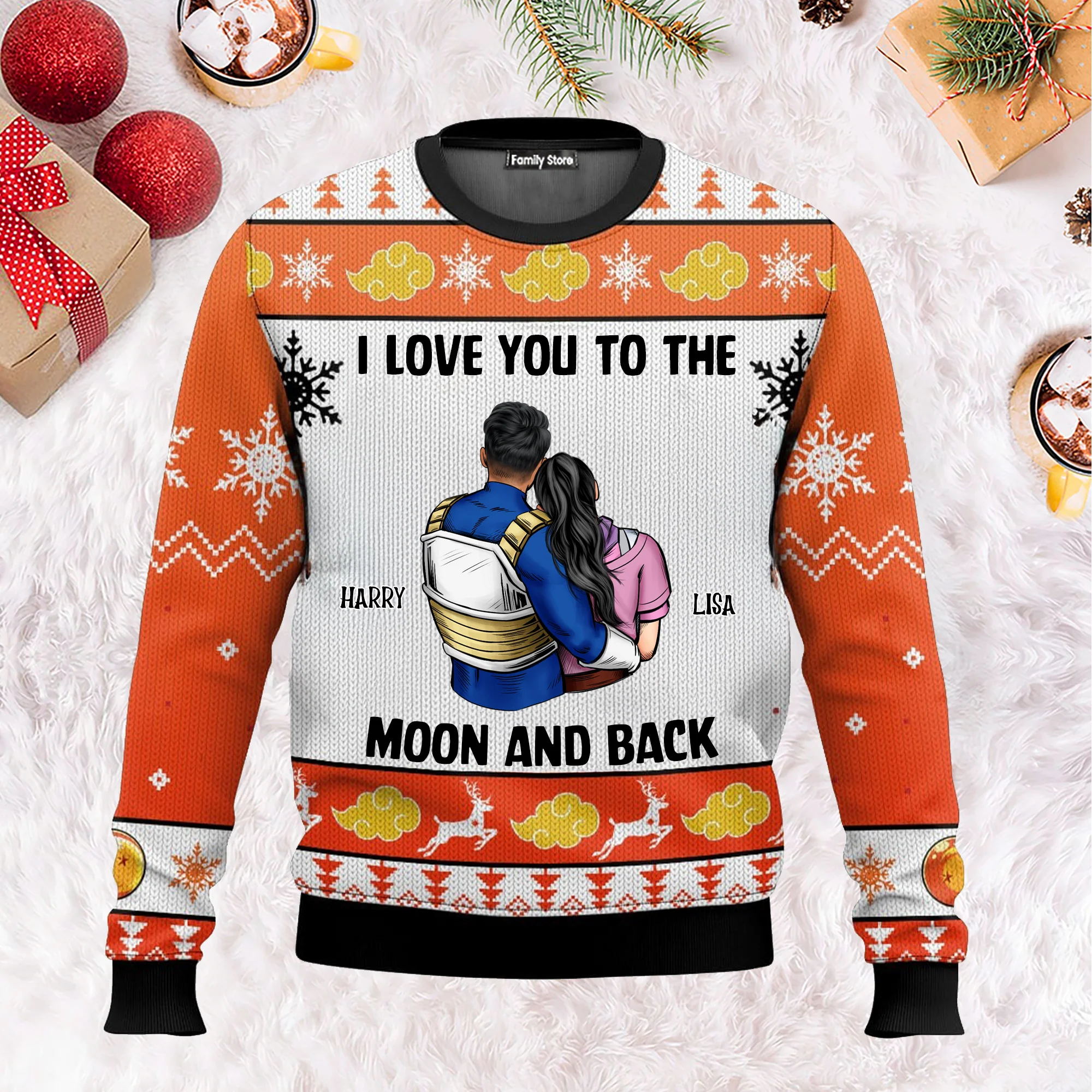 I Love You To The Moon And Back DrBa - Gift For Couples - Personalized Ugly Sweater - CL18 NH96