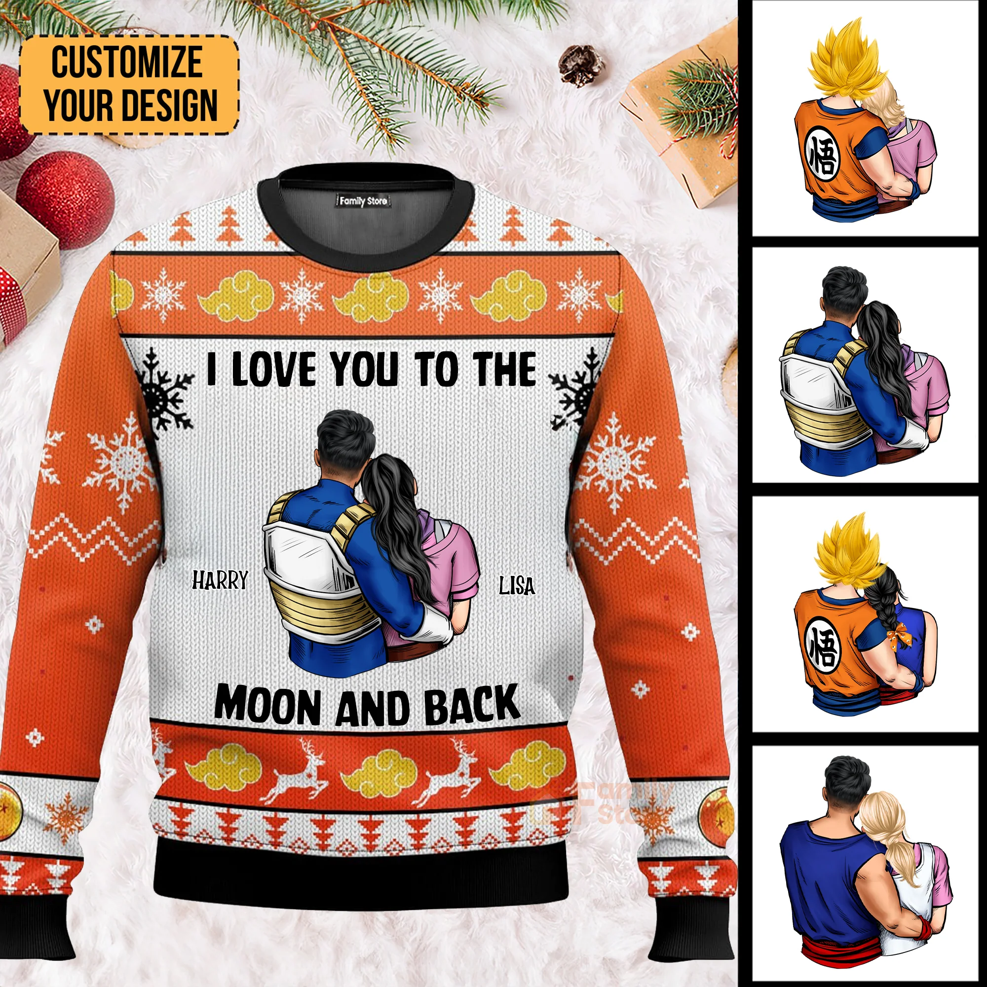 I Love You To The Moon And Back DrBa - Gift For Couples - Personalized Ugly Sweater - CL18 NH96 - Image 2