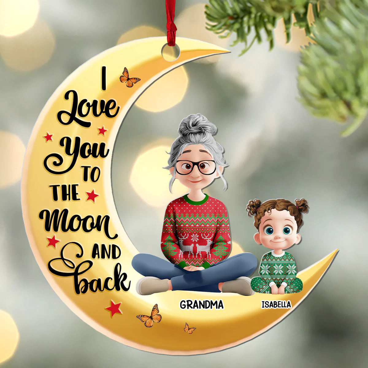 I Love You To The Moon And Back - Personalized Acrylic Ornament - Gift For Mom, Grandma | GR25 TD118 - Image 3